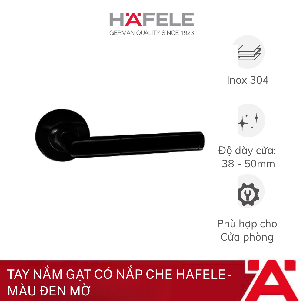Tay nắm gạt có nắp che Hafele - Màu đen mờ 903.99.368 - Phân phối chính hãng