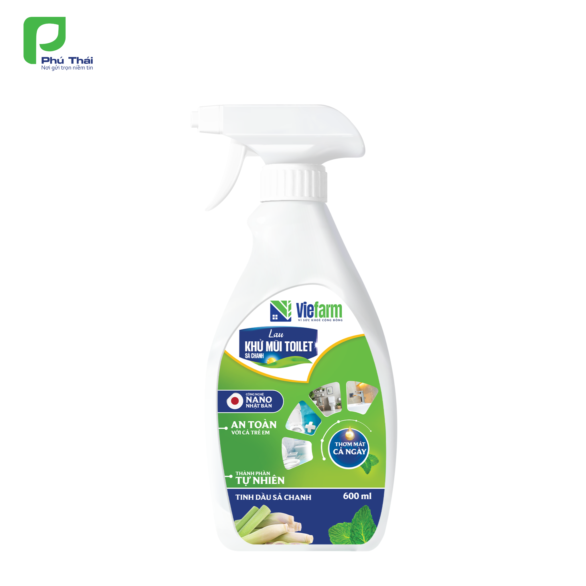 Lau khử mùi toilet sả chanh VIEFARM 600ml - 3