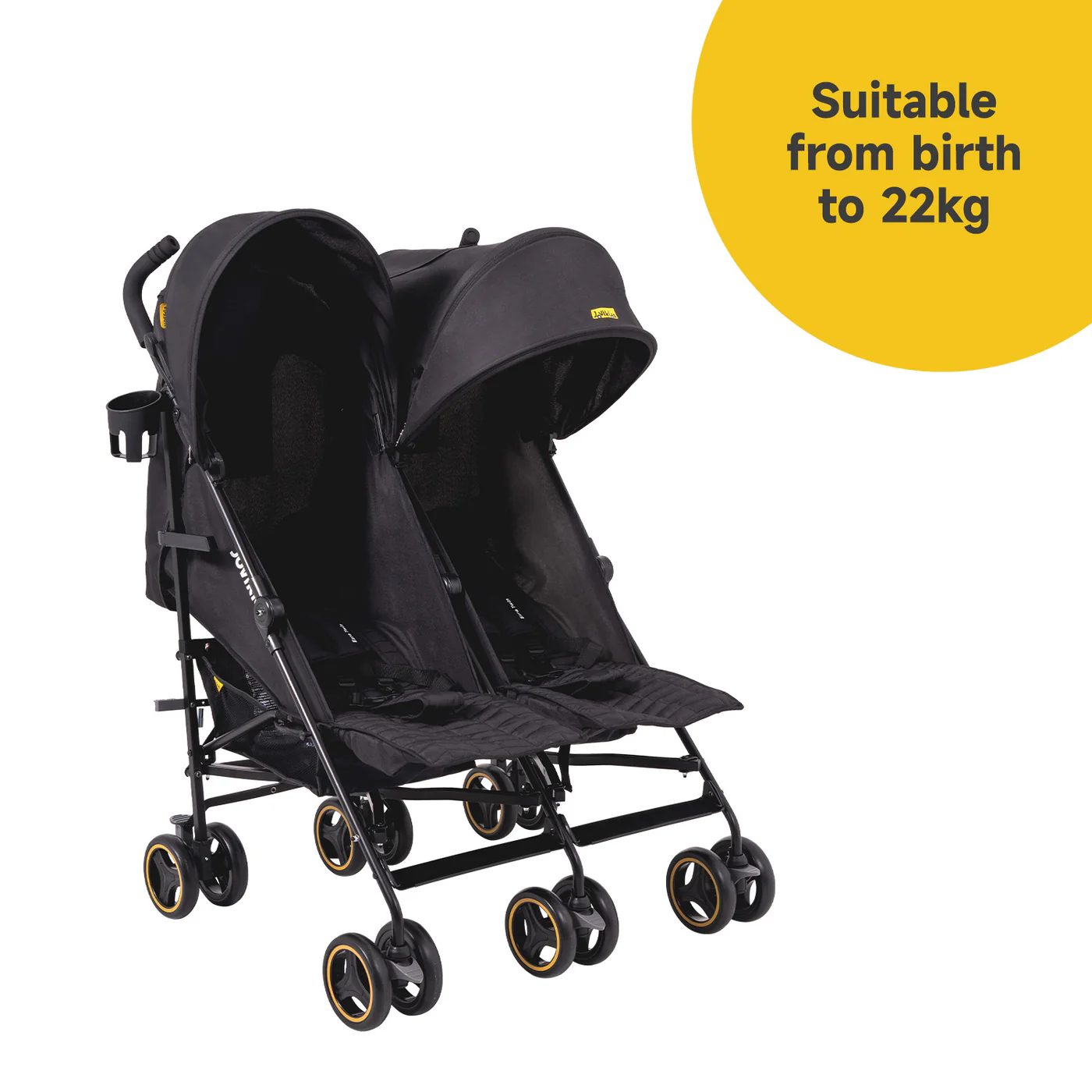 Xe đẩy Đôi Jovikids Ezra cho bé 0-6 tuổi, từ 0-22kg (màu đen) - 6