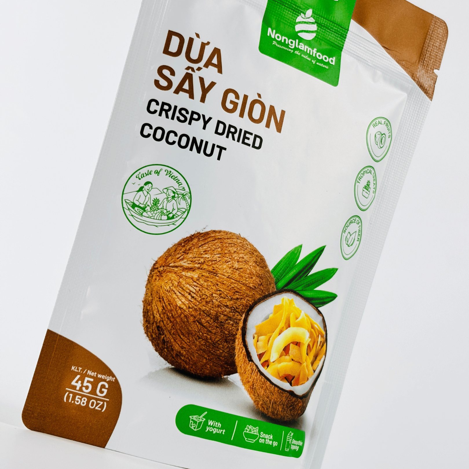 Dừa sấy giòn Nonglamfood - Túi 45g