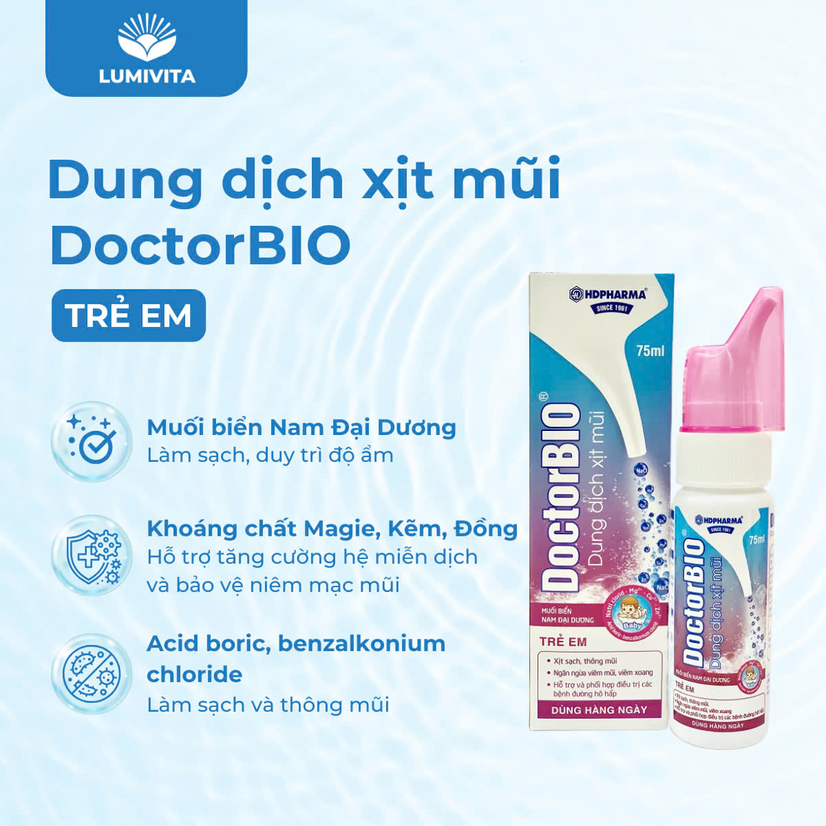 Bộ sản phẩm hỗ trợ phòng ngừa viêm mũi, họng dành cho trẻ em DOCTORBIO KIDS