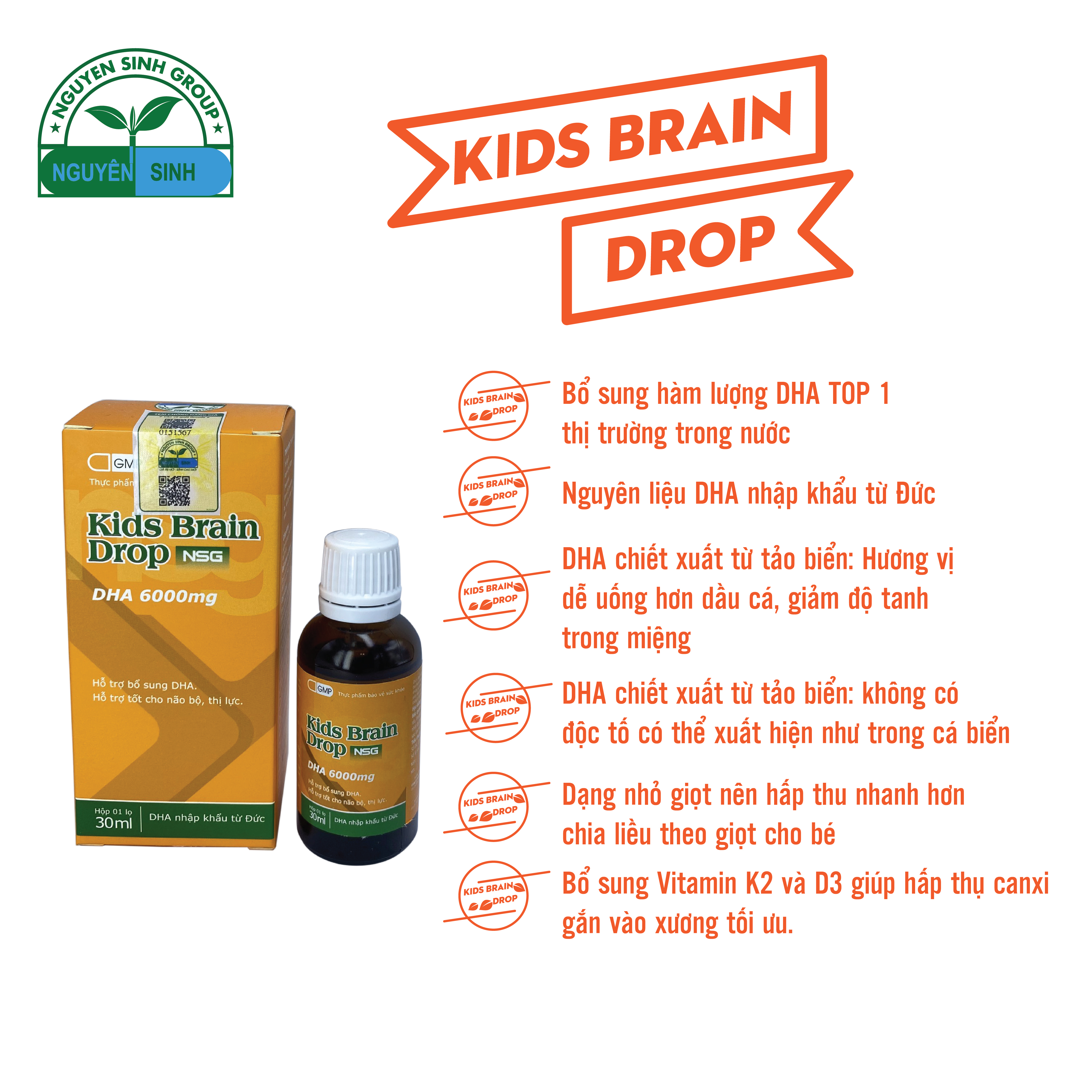 Thực phẩm bổ sung DHA Kids Brain Drop NSG