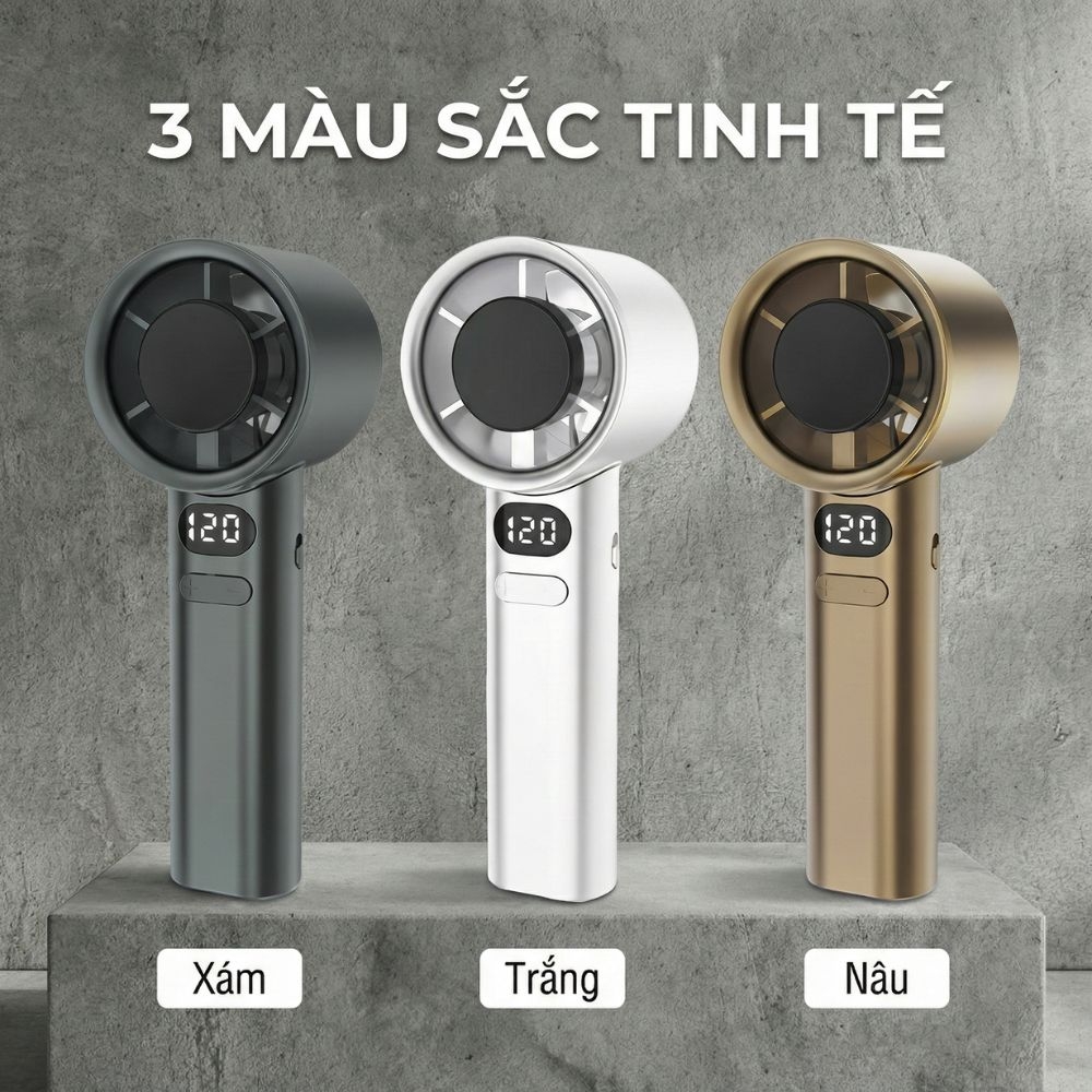 Quạt Cầm Tay Kachi MK442 – 120 Cấp Độ Gió Tuabin, Màn Hình LED Hiển Thị Pin, Bảo Hành 18 Tháng