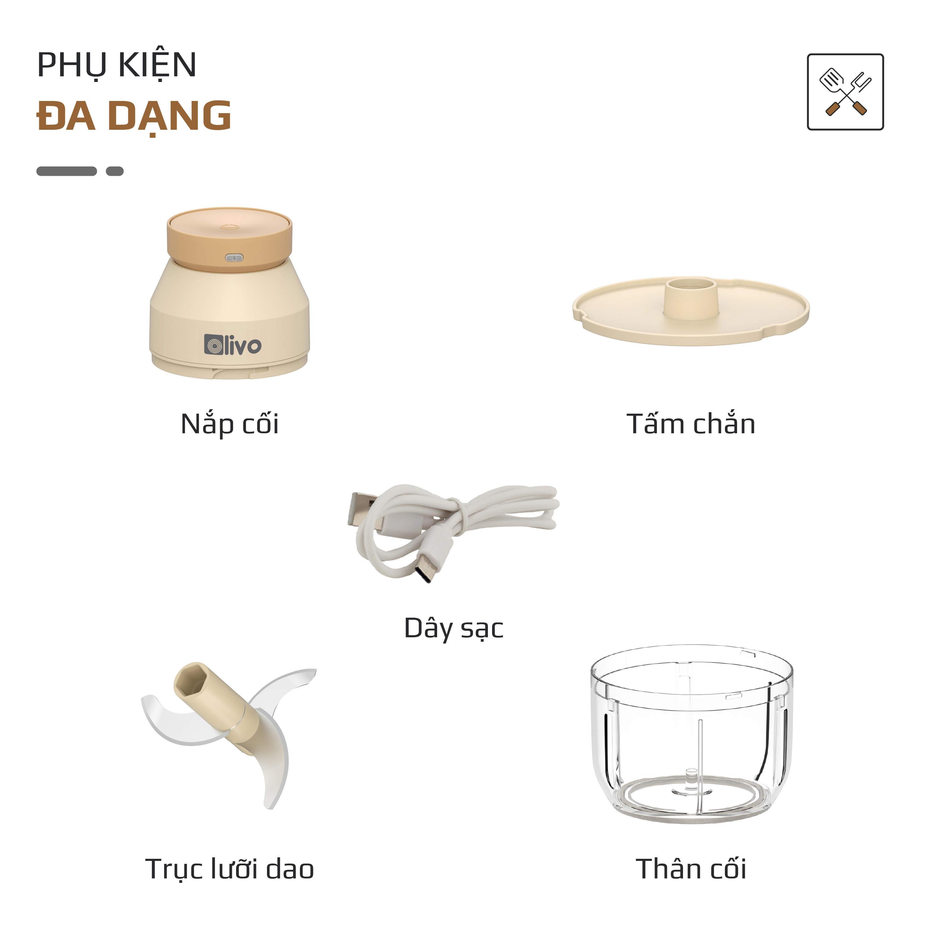 Máy Xay Thực Phẩm Đa Năng Sạc Pin OLIVO RFC270
