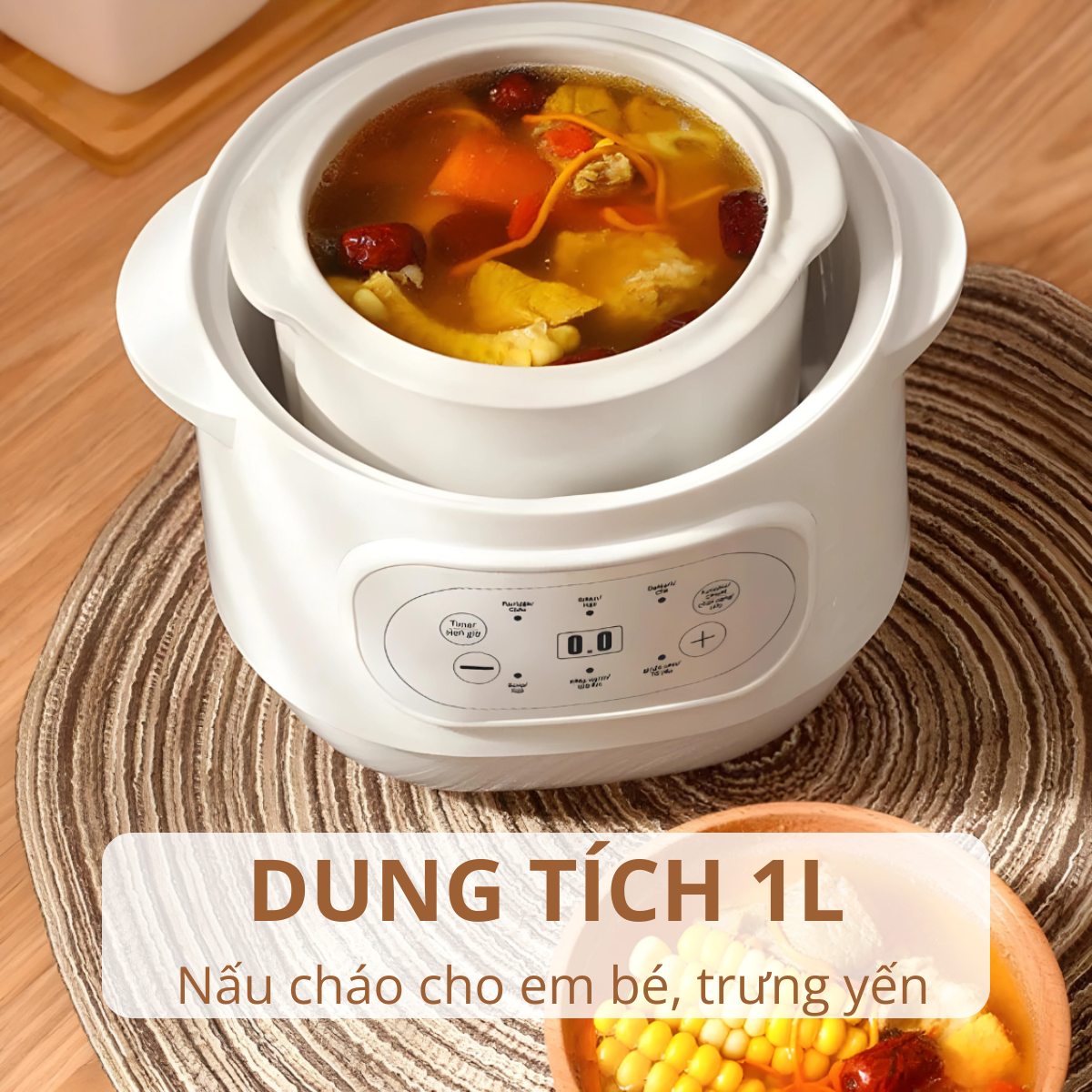 Nồi nấu cháo ăn dặm - chưng yến Mishio MK383 (1L)