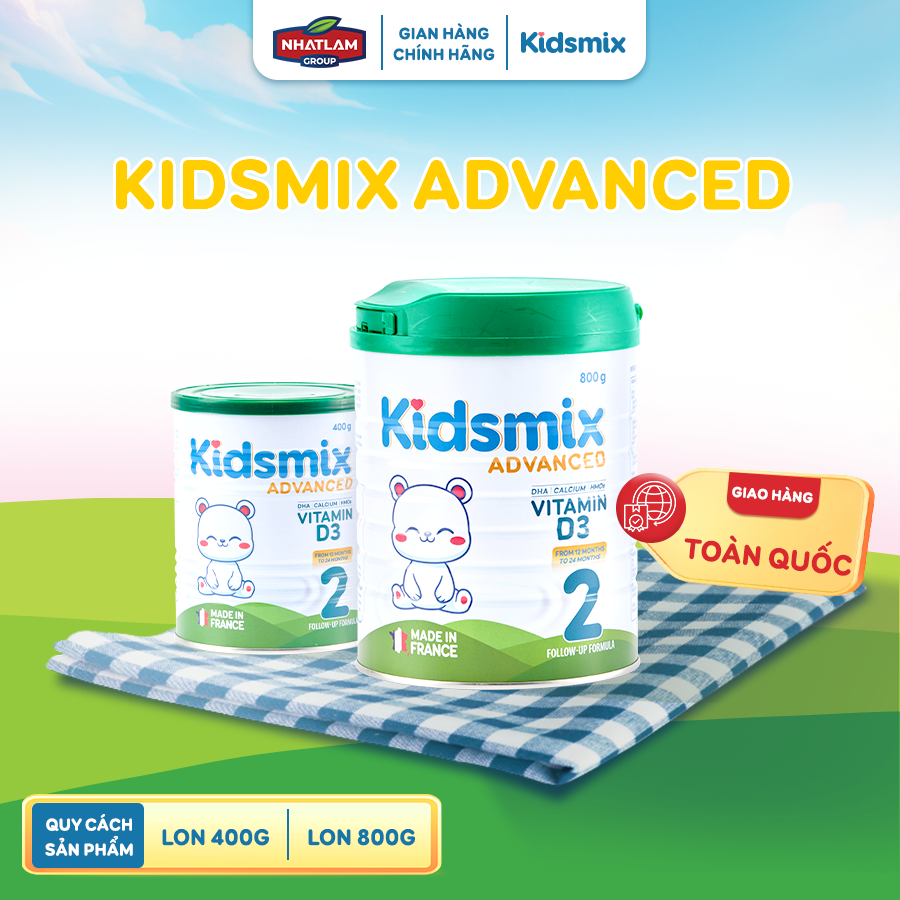 Sữa Bột Kidsmix Advanced Số 2 800gr Dành Cho Bé Từ 12-24 Tháng Tuổi - Phân phối chính hãng