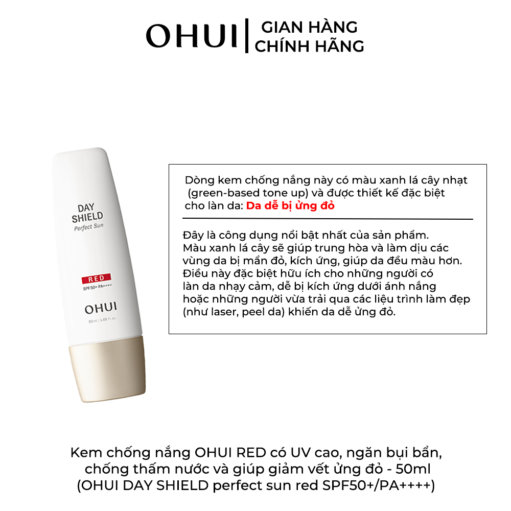 Kem chống nắng OHUI RED có UV cao, ngăn bụi bẩn, chống thấm nước và giúp giảm vết ửng đỏ - 50ml - 7