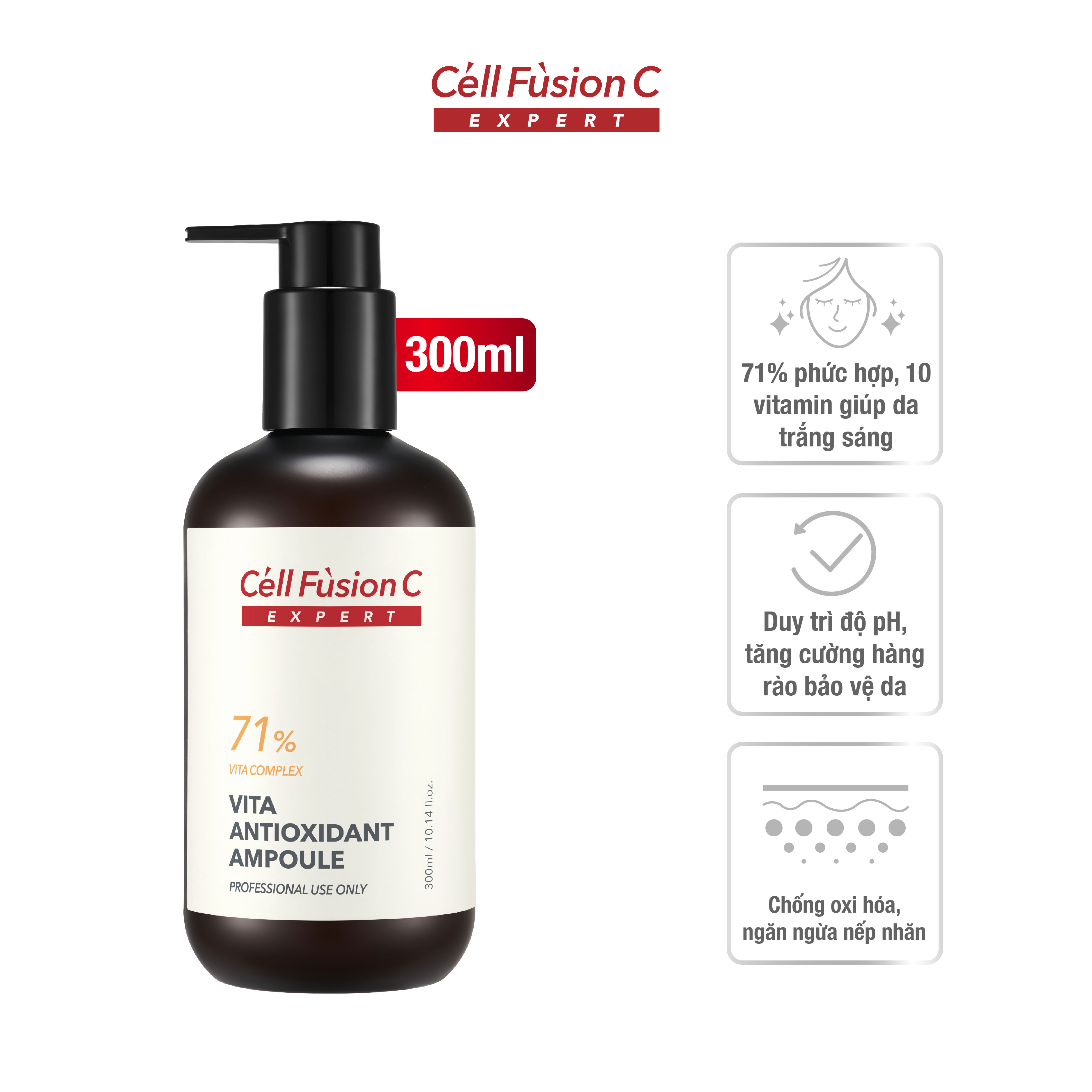 Ampoule dưỡng trắng và ngăn ngừa lão hóa Cell Fusion C Expert Vita Antioxidant Ampoule 300ml