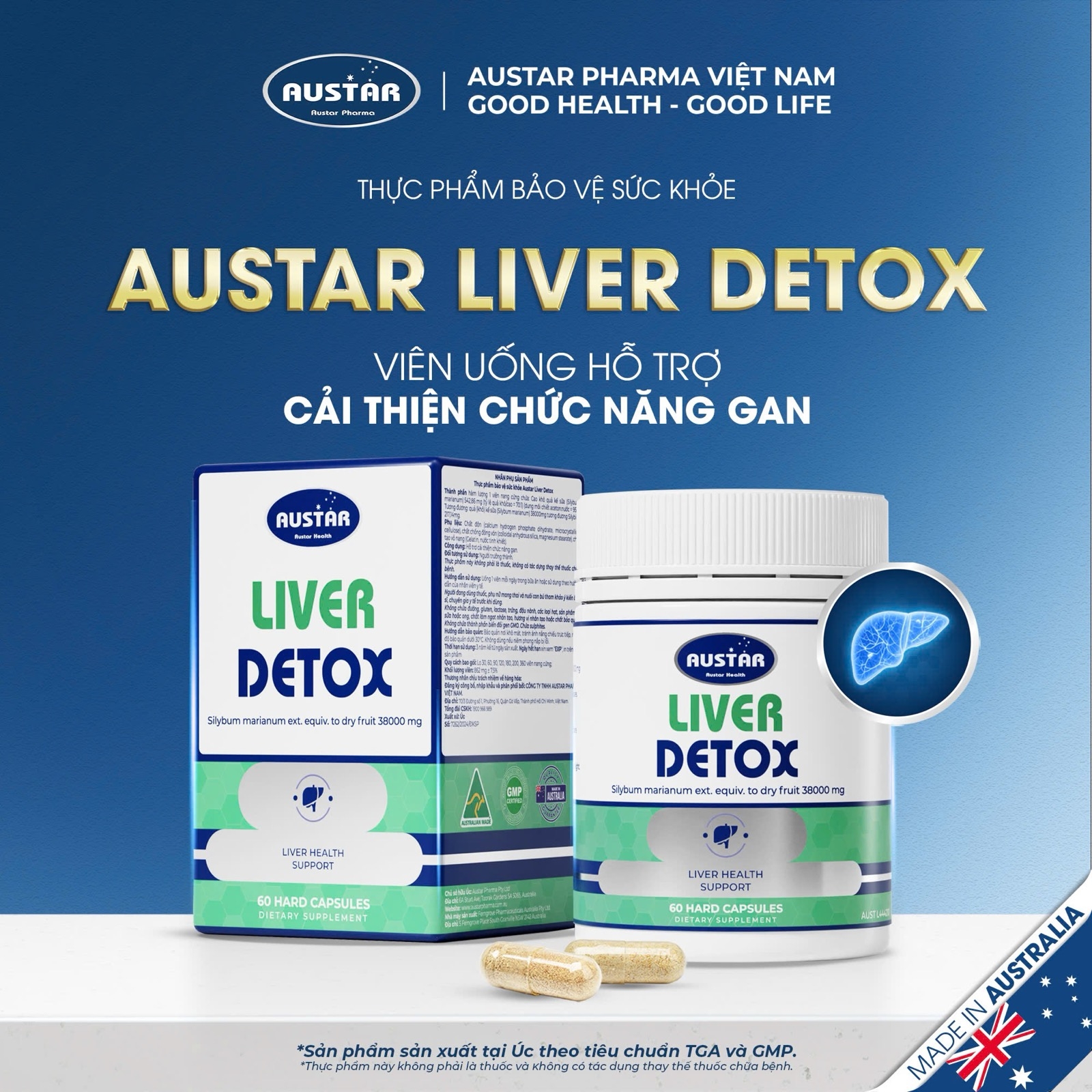 Viên Uống Austar Liver Detox – Hổ Trợ Thải Độc Và Cải Thiện Chức Năng Gan (Hộp 60 Viên)