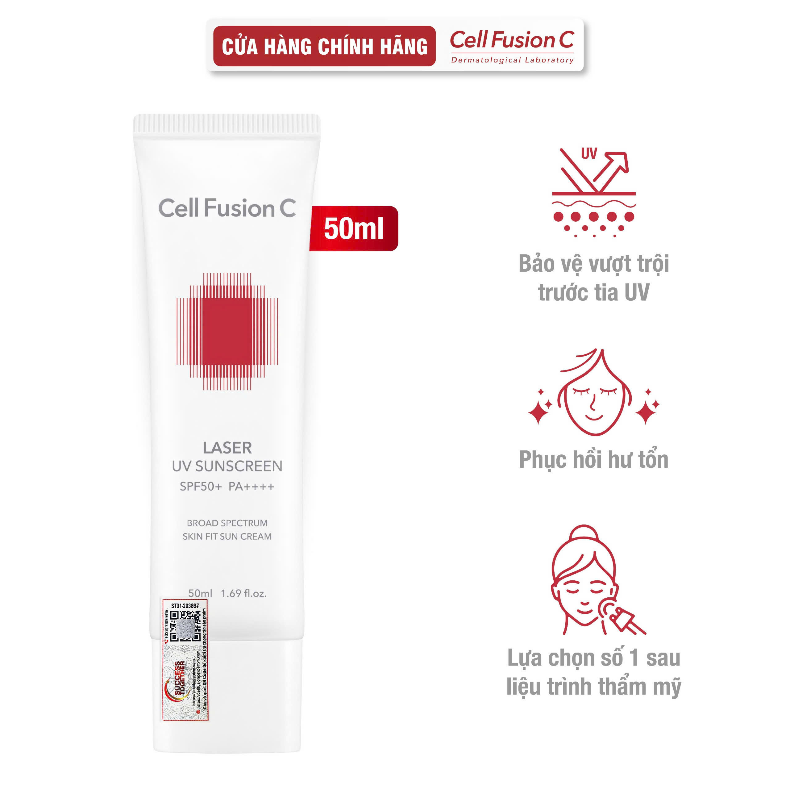 Kem chống nắng phổ rộng cho da Treatment Cell Fusion C Laser UV Suncreen SPF 50+ PA++++ 50ml