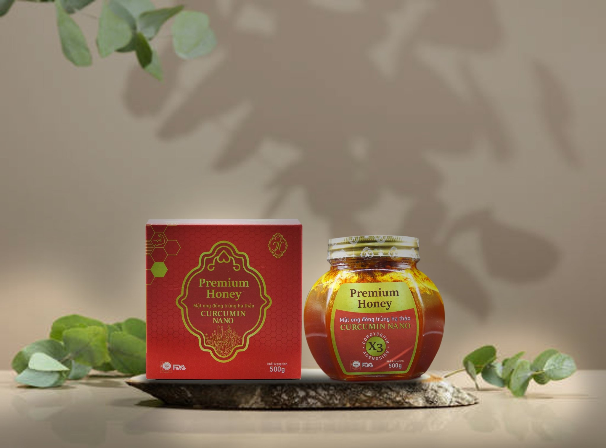 Mật ong đông trùng hạ thảo Curcumin Nano (Hộp 500g)