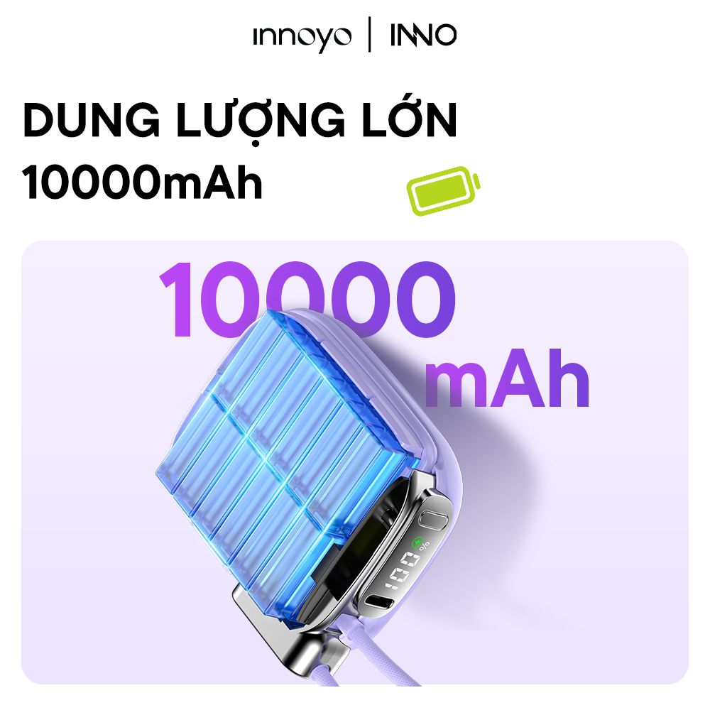 Sạc dự phòng tích hợp dây InnoPower Wired Charging 10000mAh