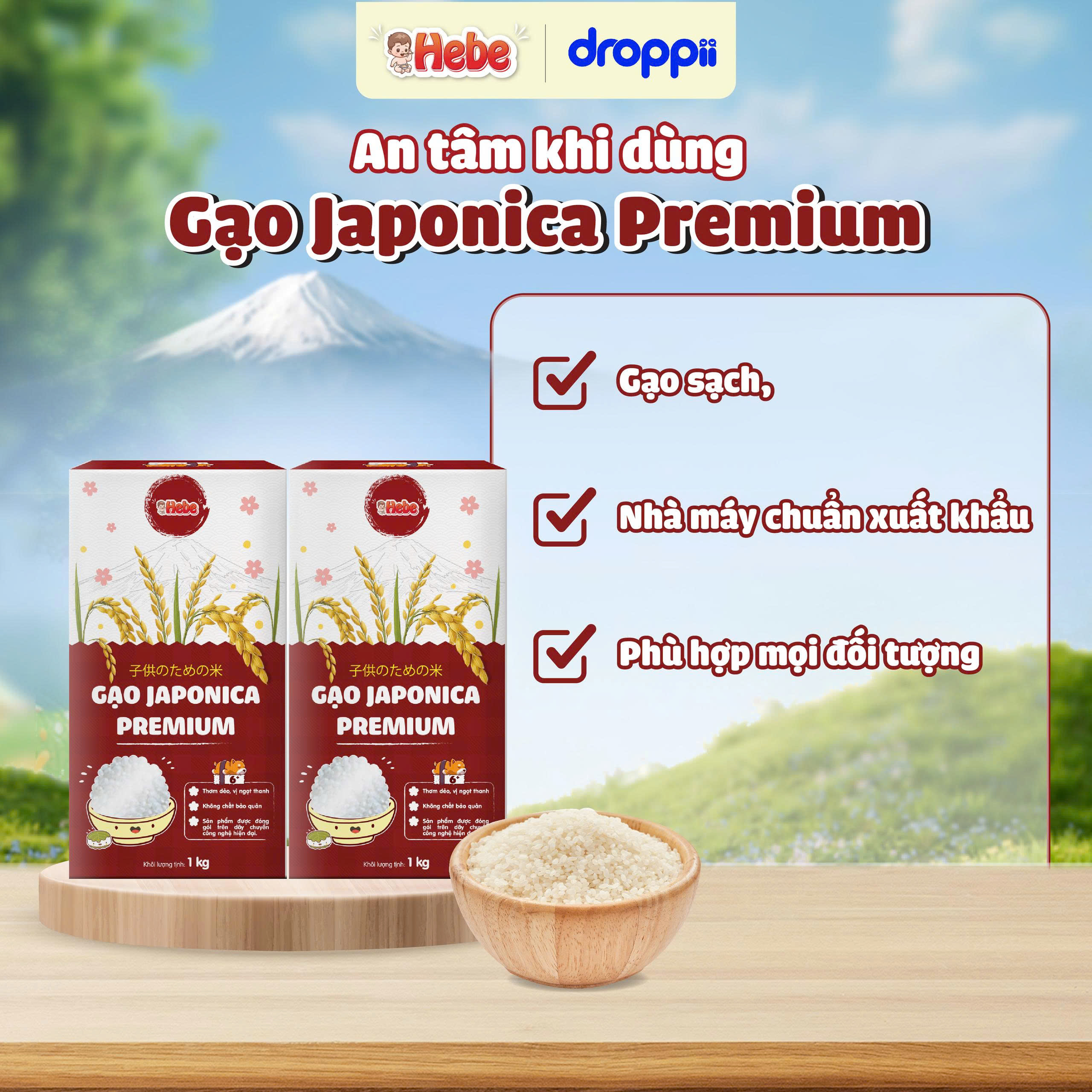 Gạo Japonica Premium HEBE giúp bé ăn ngon miệng hơn (hộp 1kg) - 8
