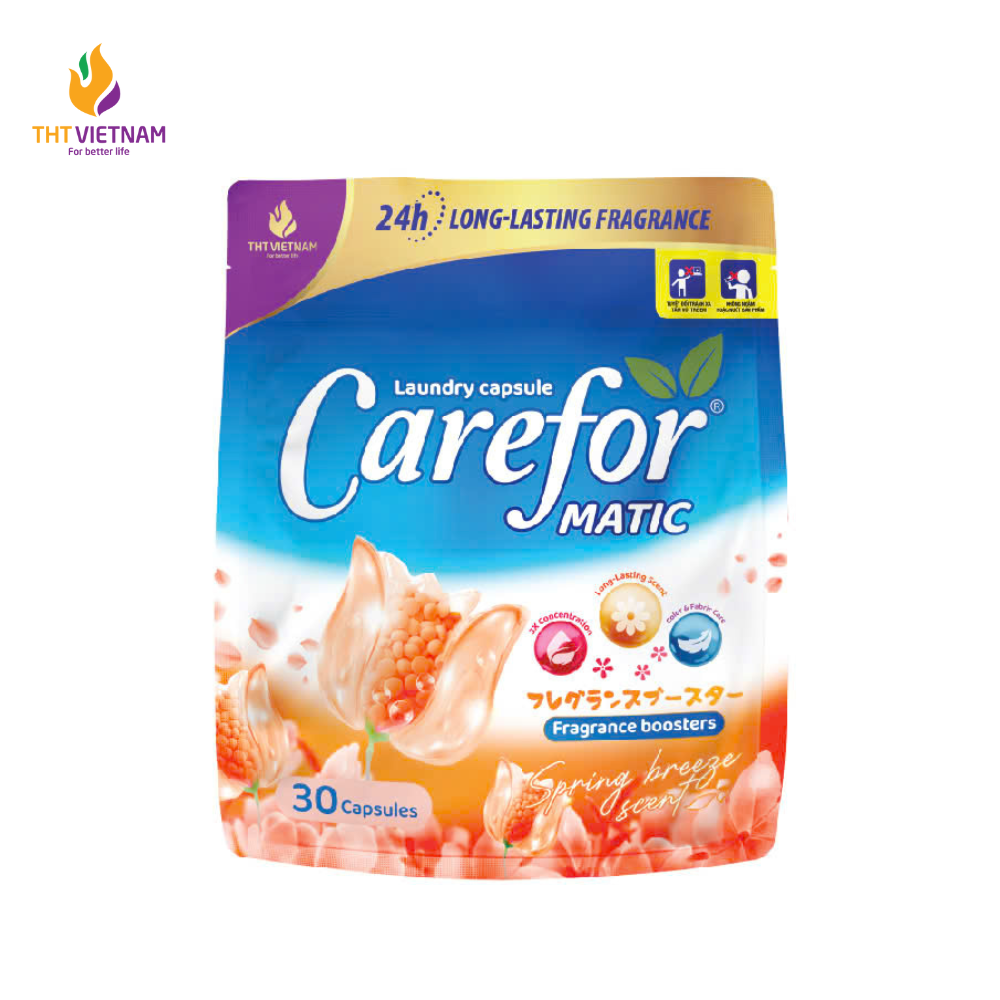 Viên giặt xả Carefor Matic hương gió xuân 315gram - Túi 30 viên (dùng cho máy giặt) - Phân phối chính hãng