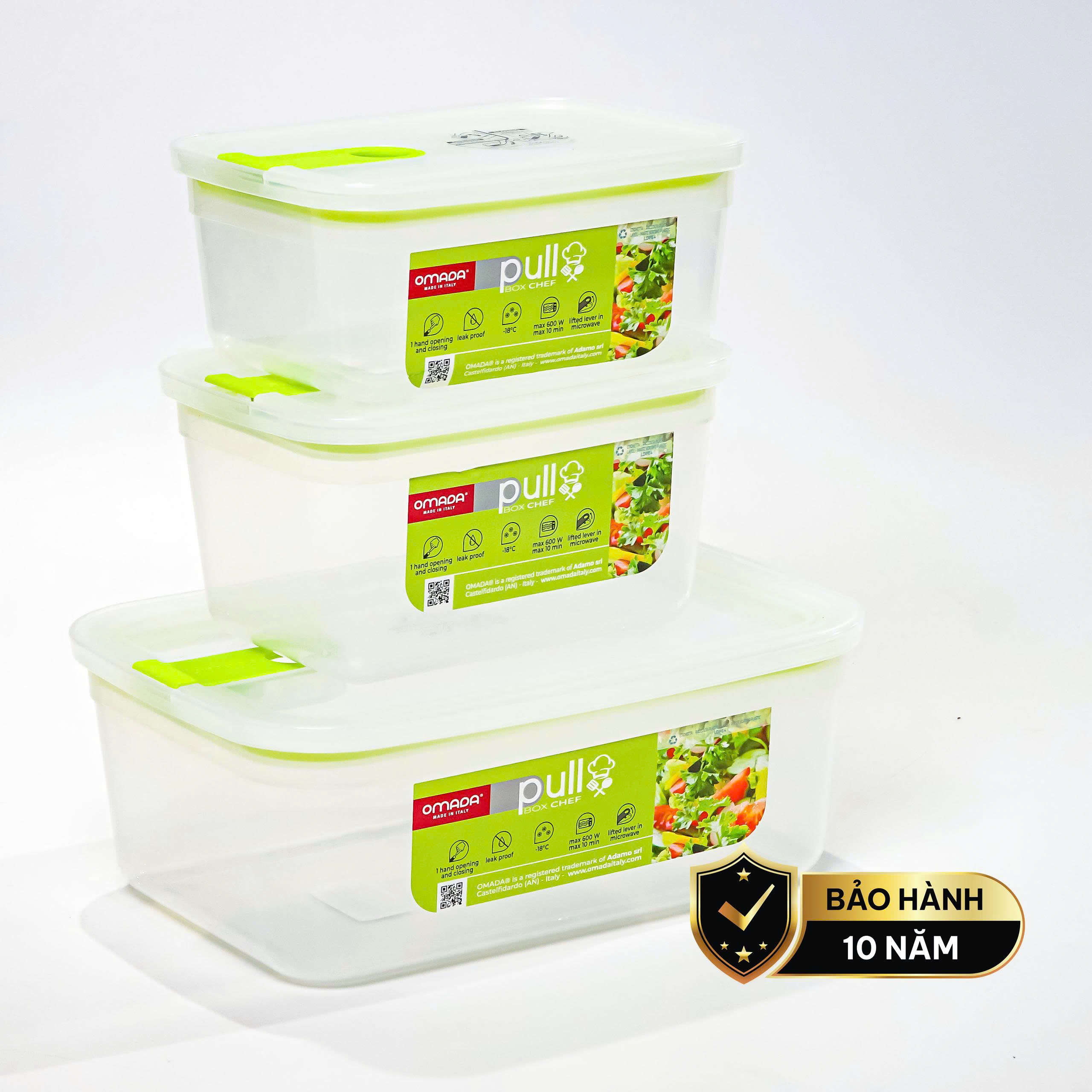 Hộp đựng thực phẩm nhựa nguyên sinh 1500ml pull box chef cao cấp OMADA - Model: M5822VA1