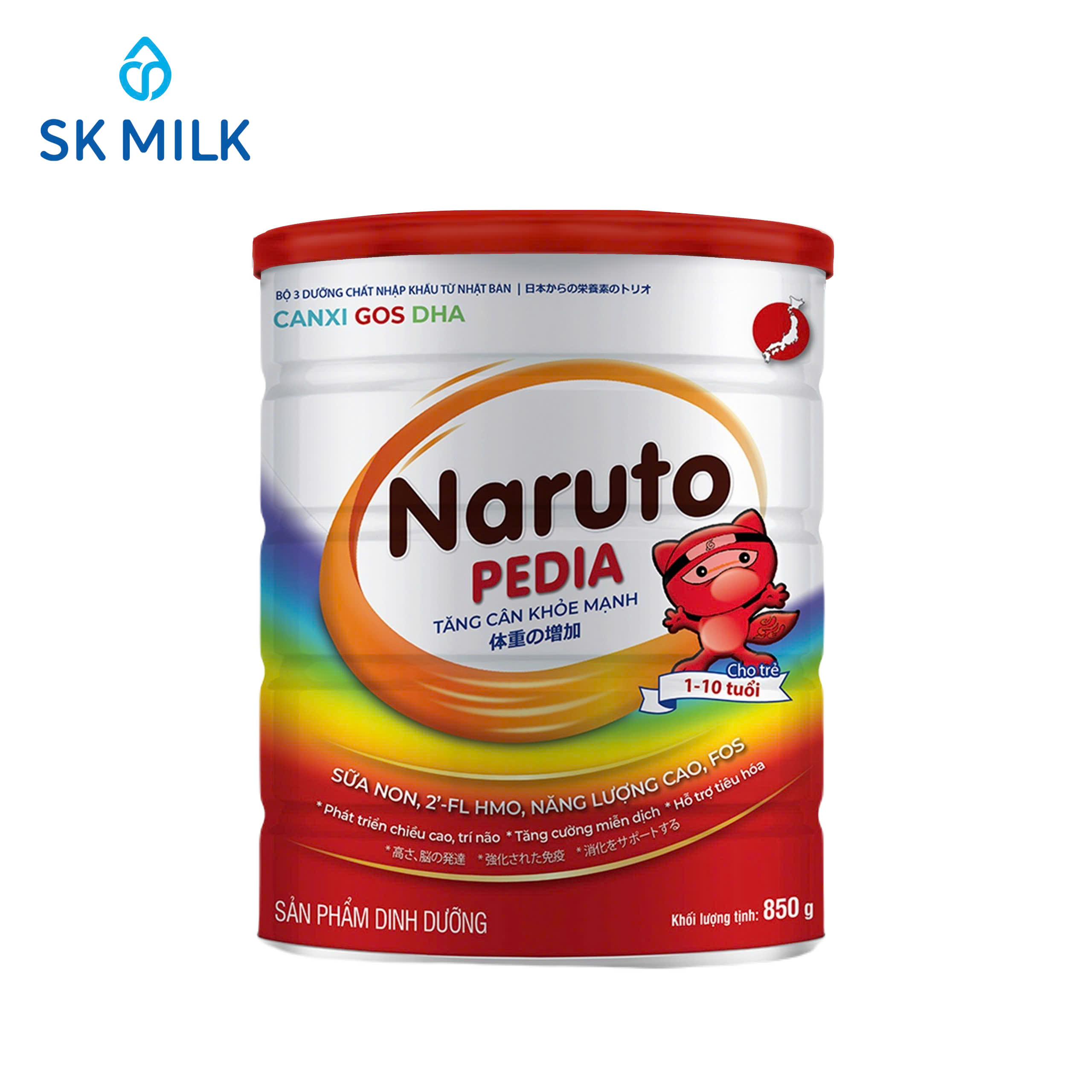 Naruto Pedia – Sữa bột dinh dưỡng cho trẻ 1-10 tuổi, hỗ trợ tăng cân & phát triển khỏe mạnh 850g