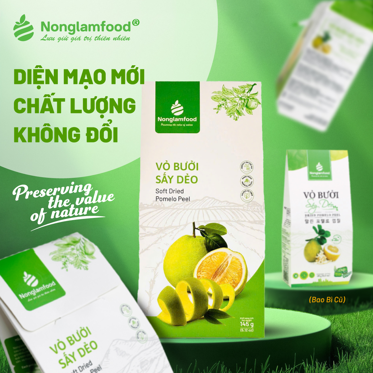 Vỏ bưởi sấy dẻo Nonglamfood (hộp 145g) - Phân phối chính hãng