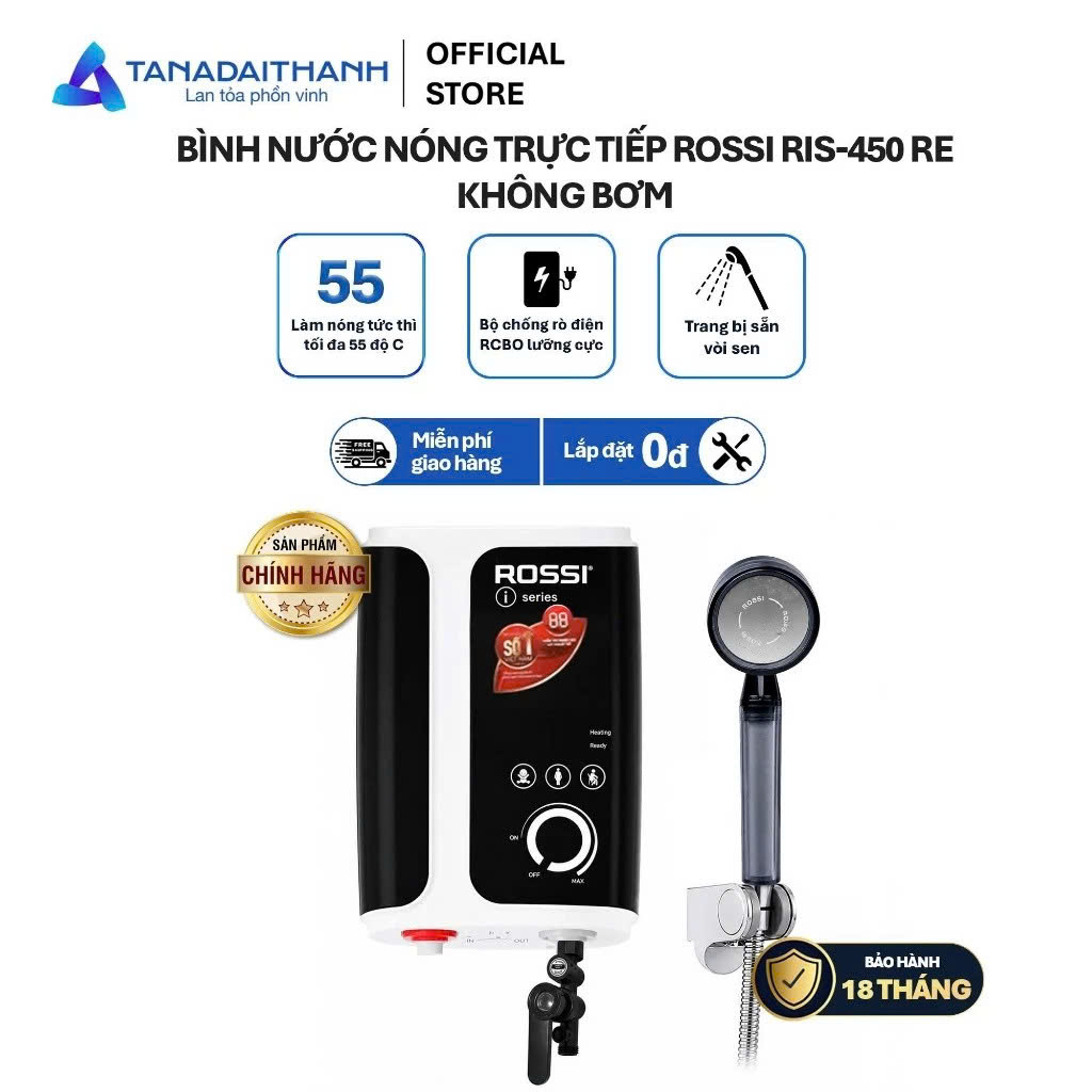Bình nước nóng trực tiếp Rossi RIS-450 RE - Phân phối chính hãng