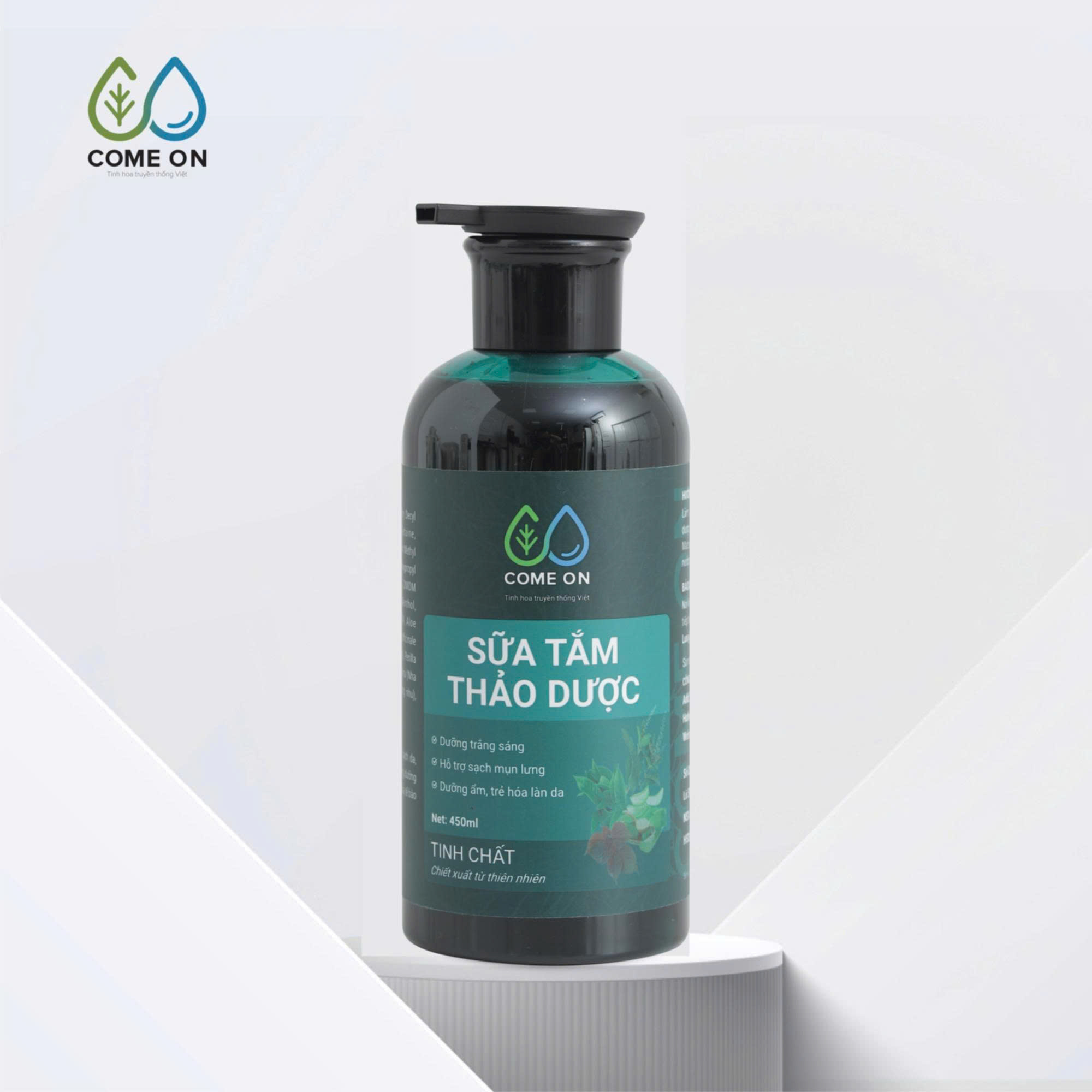 Sữa tắm thảo dược COME ON cấp ẩm, dưỡng da, sạch mụn lưng 450ml