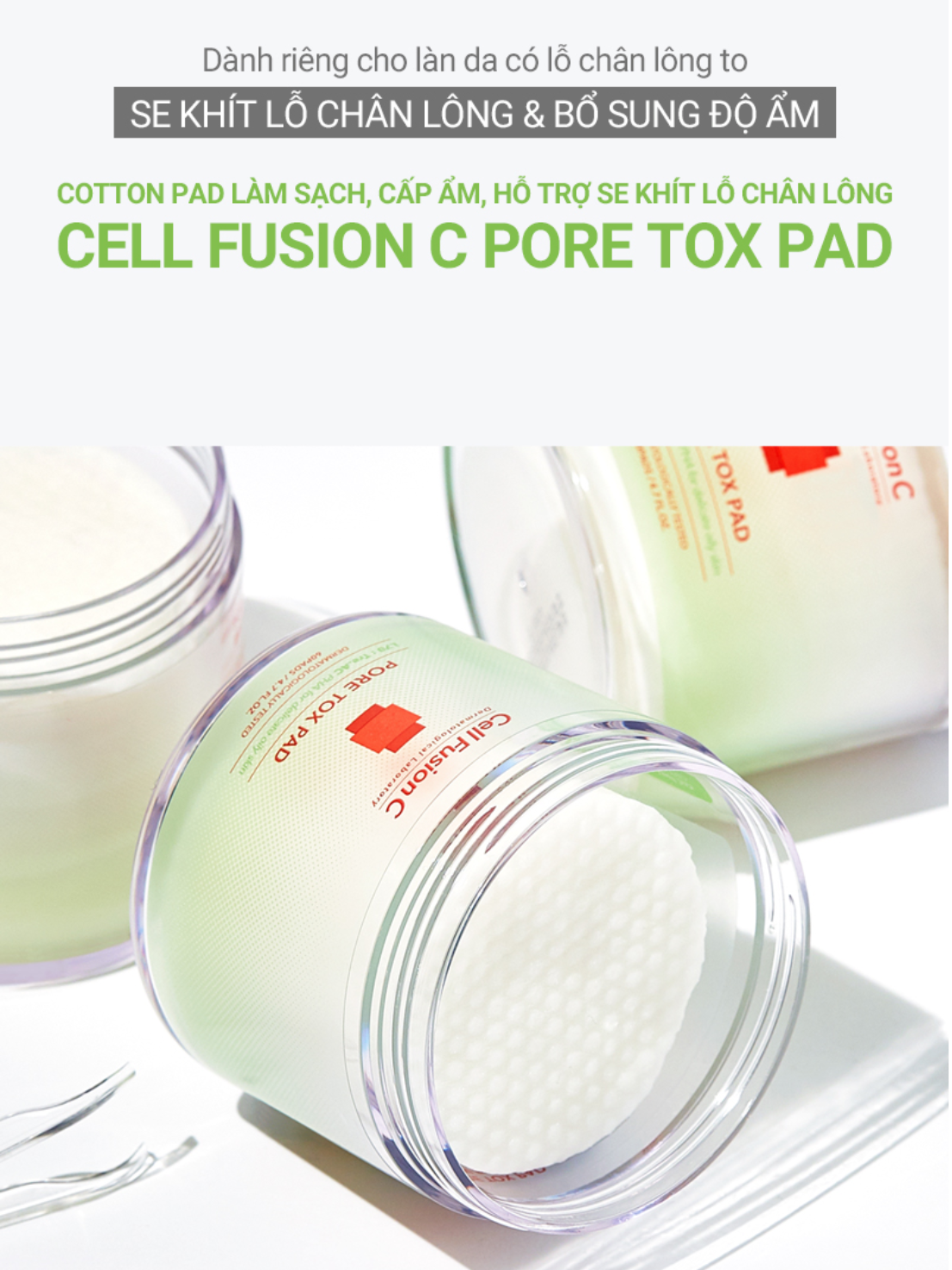 Pore Tox Pad - Cotton pad làm sạch, se khít chân lông hộp 60 miếng - 3