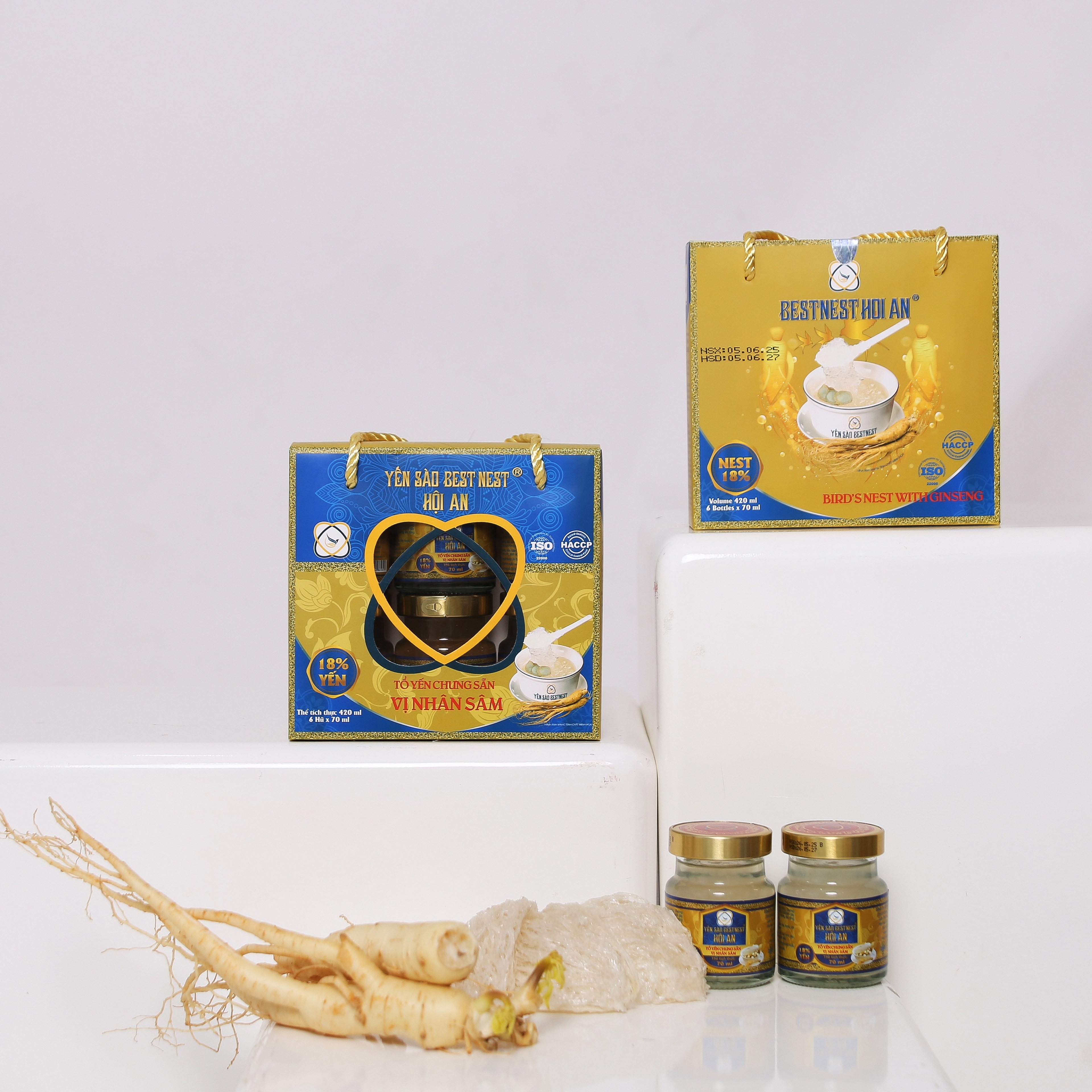 Hộp 6 hũ Tổ yến chưng sẵn BESTNEST HỘI AN 18% Hương Sâm