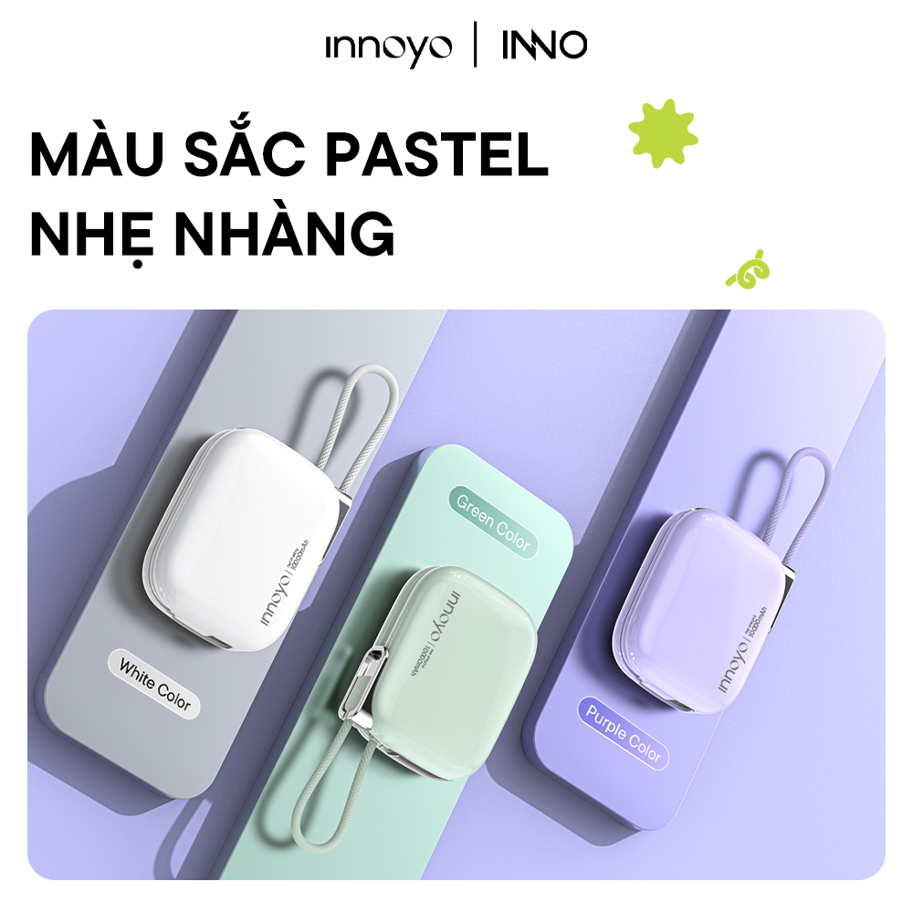Sạc dự phòng tích hợp dây InnoPower Wired Charging 10000mAh