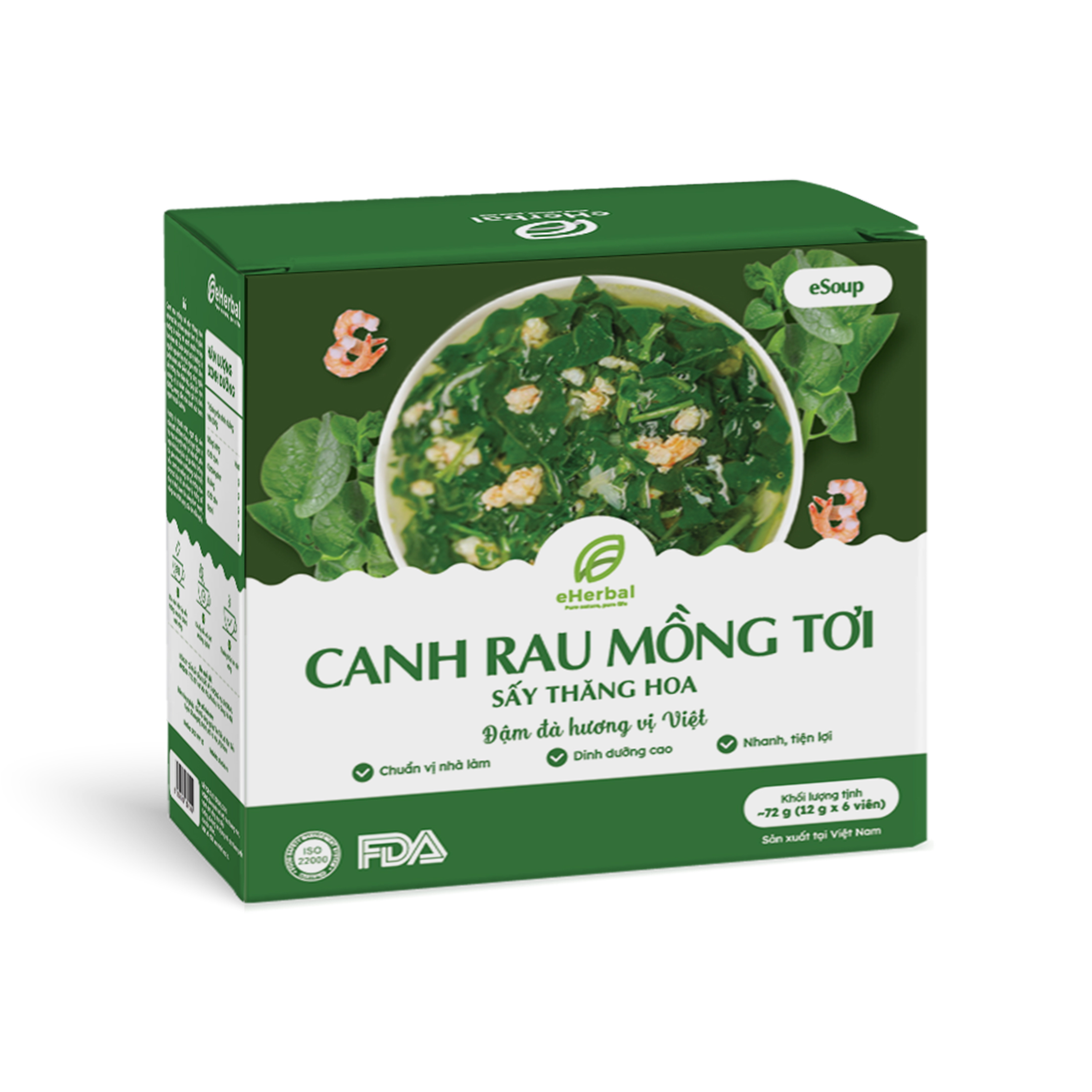 Canh rau mồng tơi sấy thăng hoa eSoup - Phân phối chính hãng