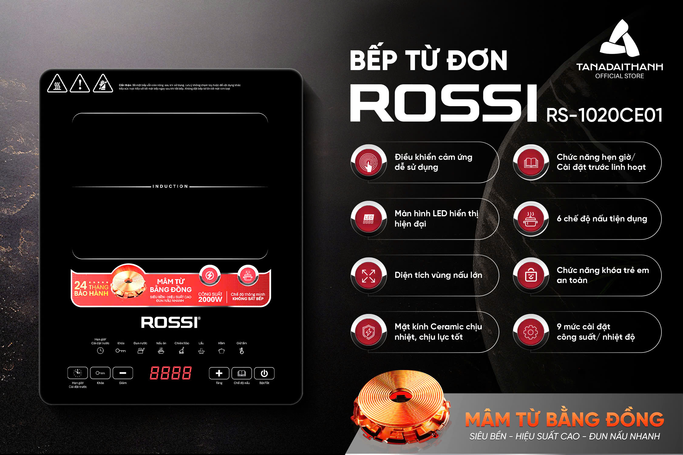 Bếp từ đơn Rossi RS-1020CE01 - 5