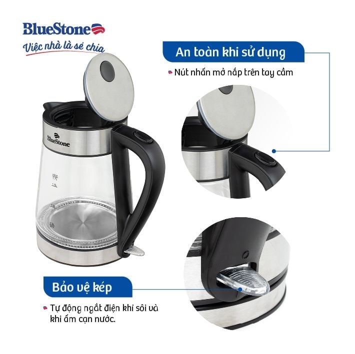 Ấm Đun Siêu Tốc BlueStone KTB-3426 1.7 Lít 1800-2150W