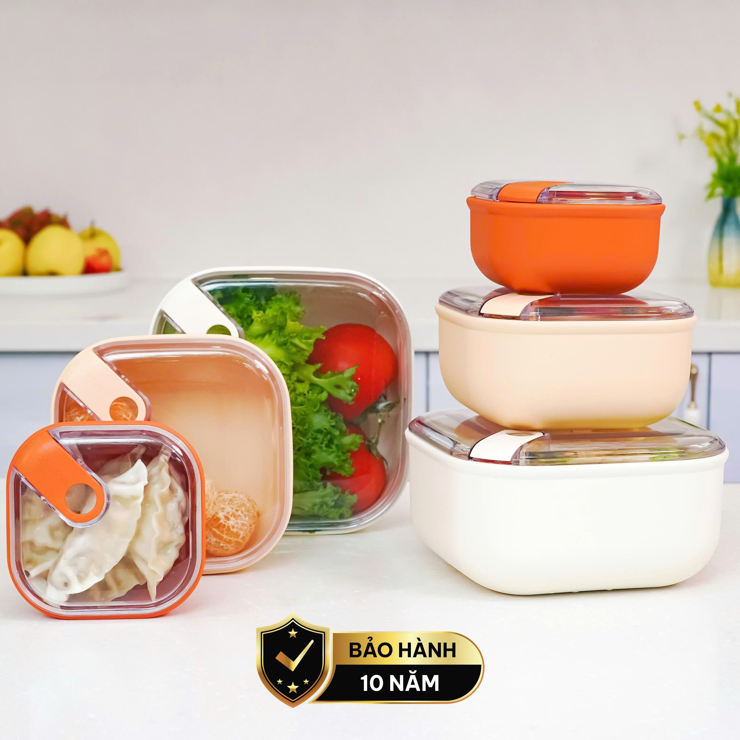 Set 3 hộp đựng thực phẩm (425-1000-2000ml) nhựa nguyên sinh pull box cao cấp OMADA - Model: M6753CA1