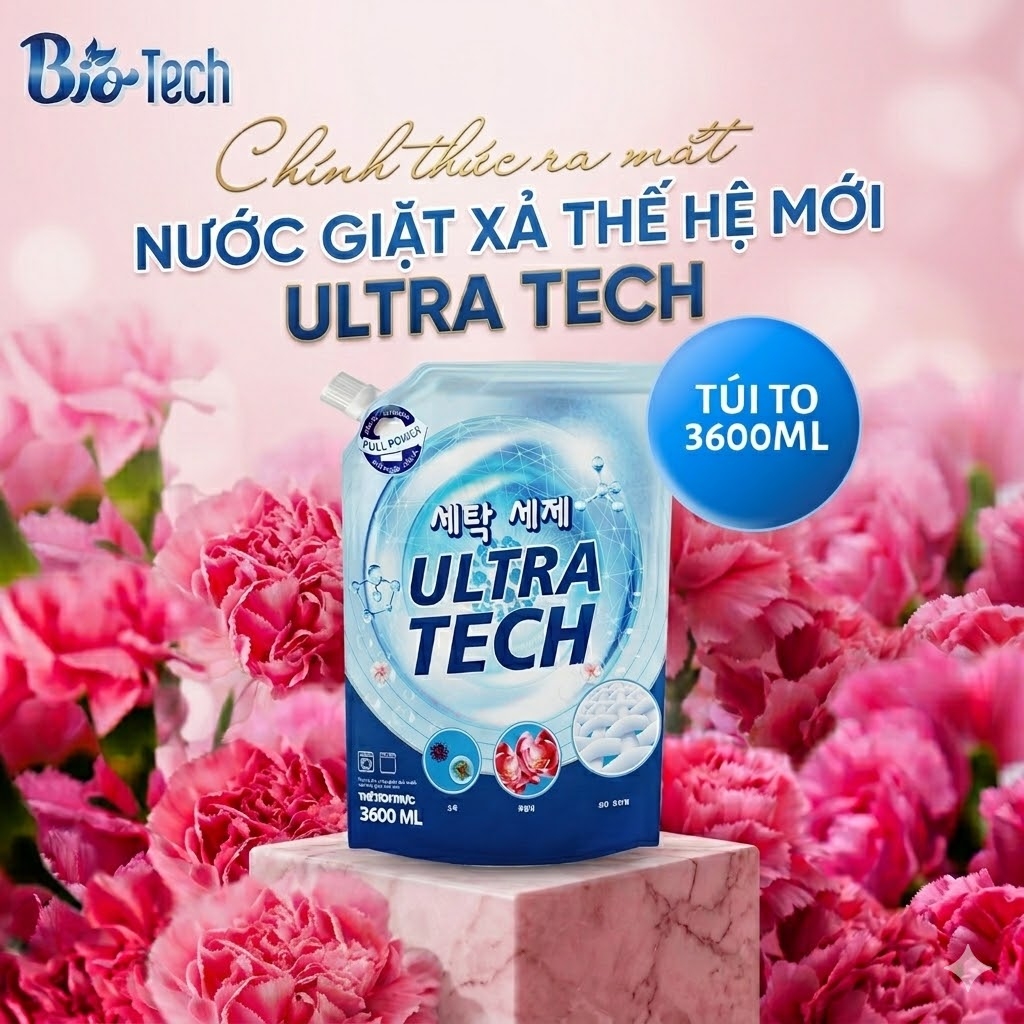 Nước giặt xả Ultra Tech hương ngàn hoa 3600ml - Phân phối chính hãng