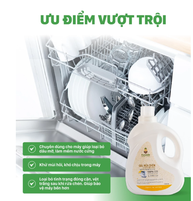 Gel rửa chén bát cho máy FUWA3E Enzyme sạch x2  2L