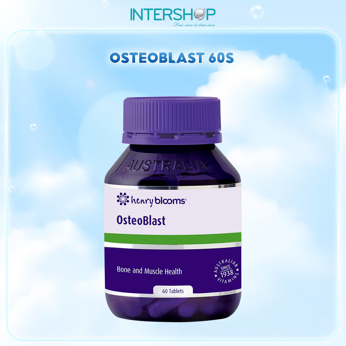 Viên uống bổ sung canxi HENRY BLOOMS Osteoblast Vitamin D3,Vitamin K xương chắc khoẻ giảm loãng xương (60 viên) - Phân phối chính hãng