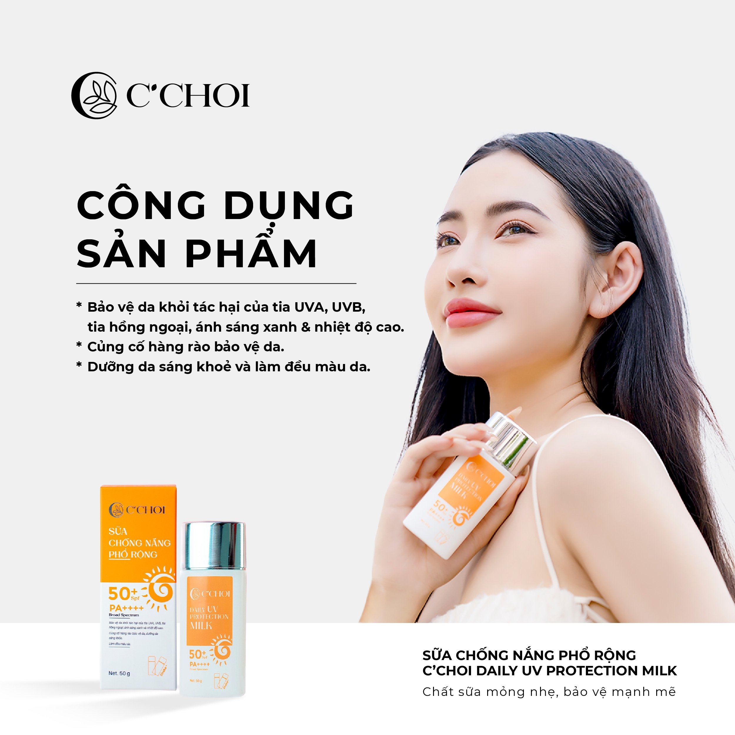 Sữa chống nắng phổ rộng C'Choi Daily UV Protection Milk