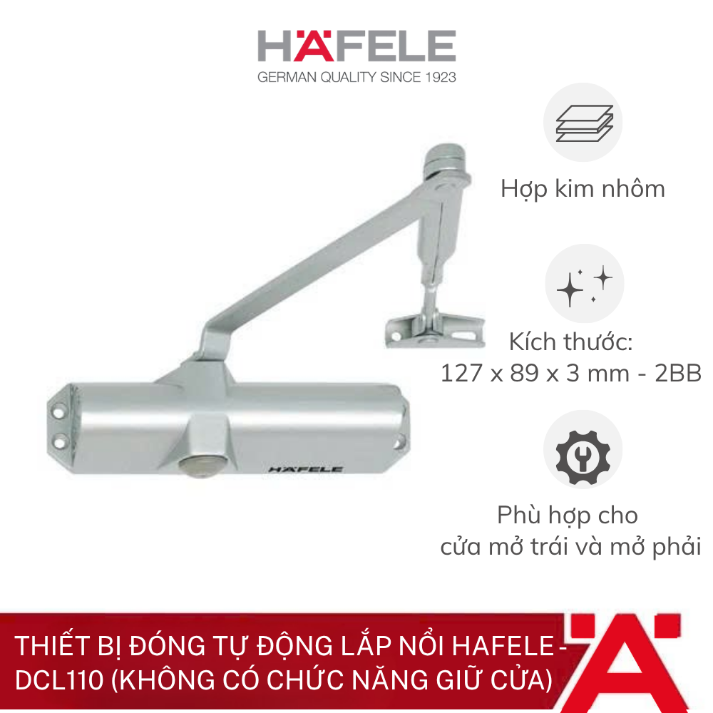 Thiết bị đóng tự động lắp nổi Hafele - DCL110 (Không có chức năng giữ cửa) 931.84.229