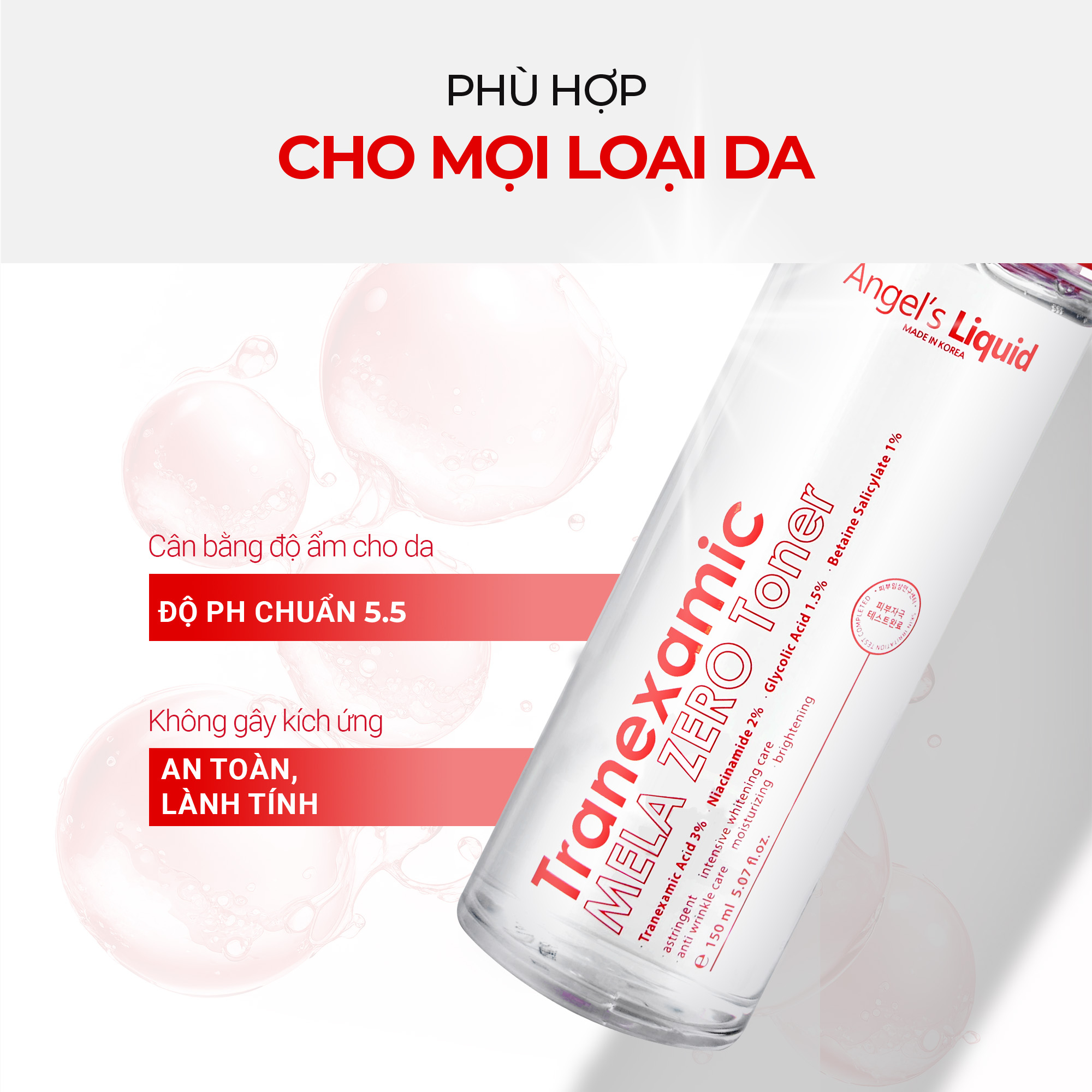 Toner acid ANGEL'S LIQUID TRANEXAMIC MELA ZERO hỗ trợ giảm thâm nám chuyên biệt (chai 150ml)