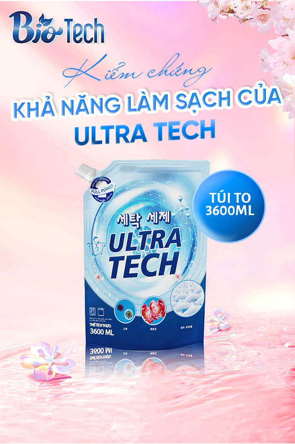 Thùng 4 túi Nước giặt xả Ultra Tech hương ngàn hoa 3600ml - 4