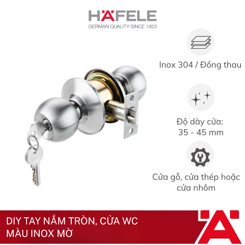 DIY TAY NẮM TRÒN, CỬA WC, MÀU INOX MỜ 489.93.135