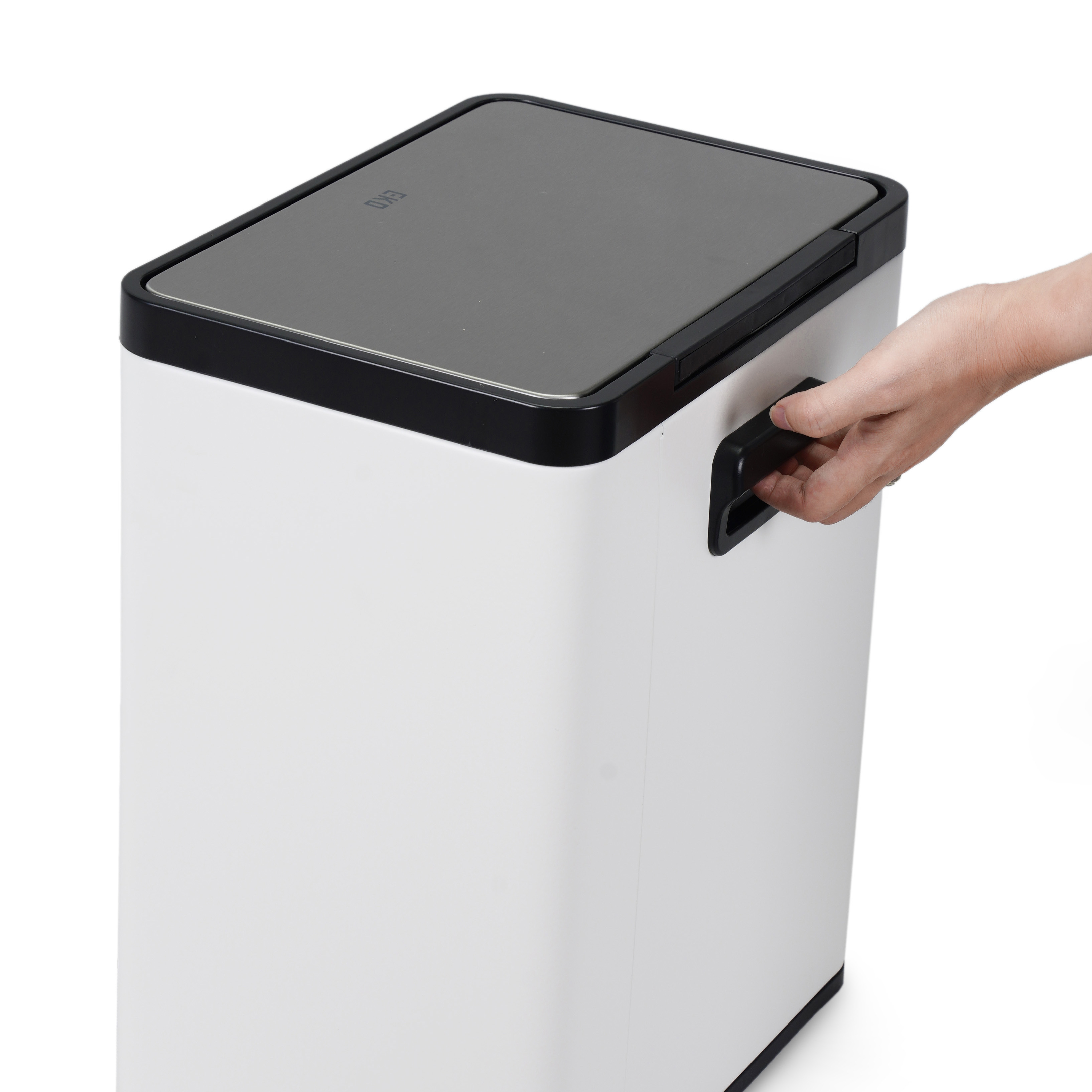 Thùng rác inox 12L nắp bật, chống ồn Eko - Trắng_384623 - 2