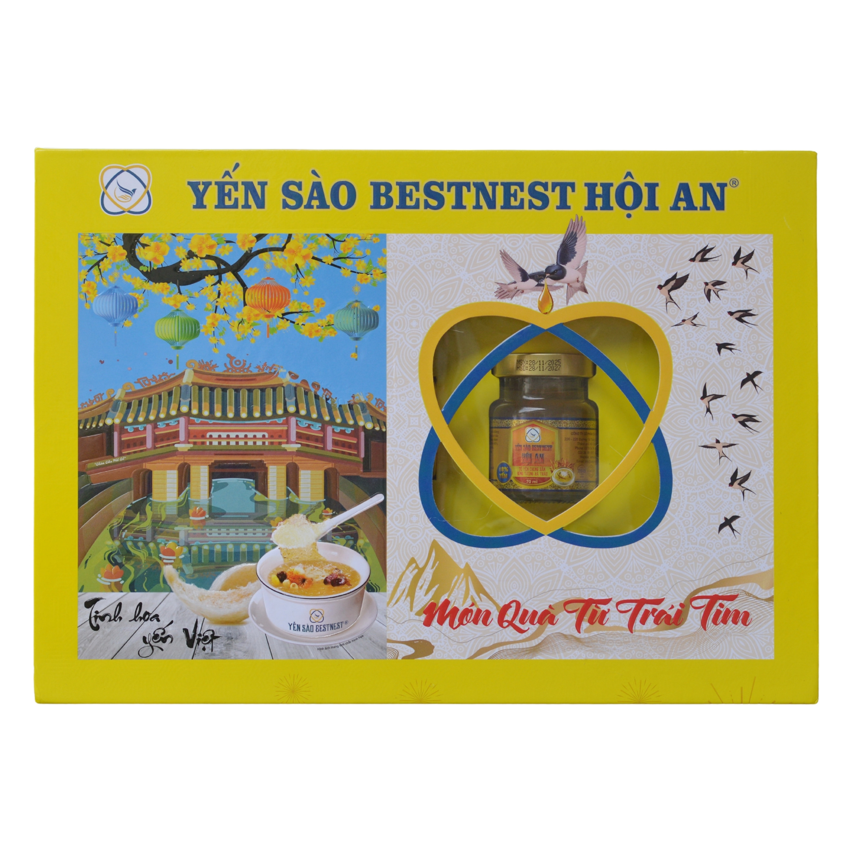 Tổ yến chưng sẵn BESTNEST Hội An 18% Đông trùng hạ thảo Tết 2026 - Hộp cứng 8 hũ