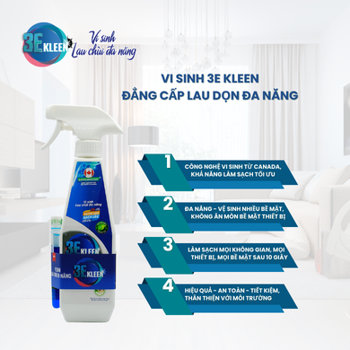 Bộ vi sinh lau chùi đa năng 3E Kleen (01 Chai 500ml + 01 ống 5ml) - 3
