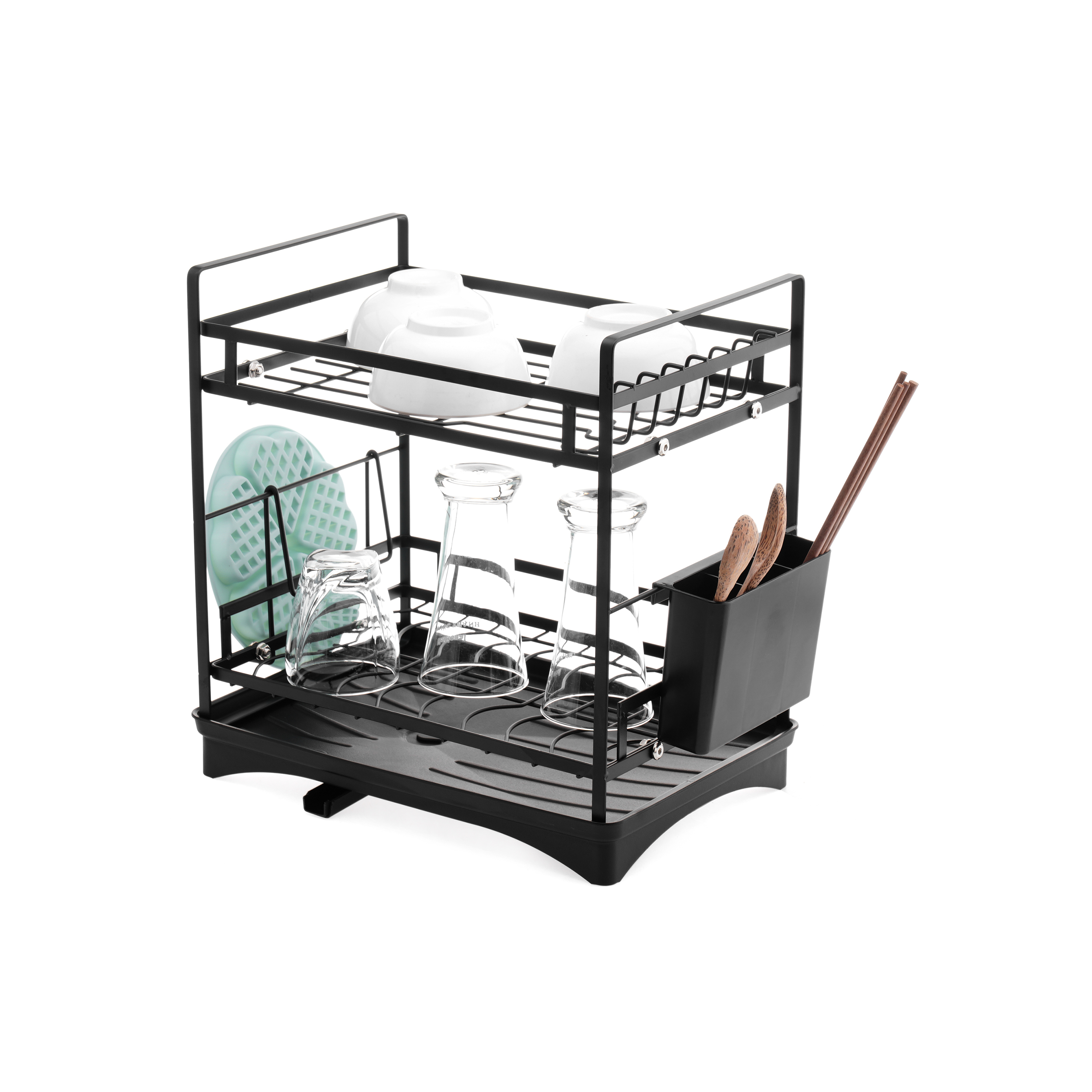 Kệ úp đa năng 2 tầng kèm khay hứng nước - Đen_342590