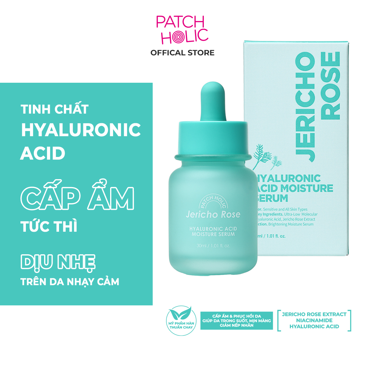 Serum cấp ẩm chiết xuất hoa hồng Jericho PATCH HOLIC 30ml