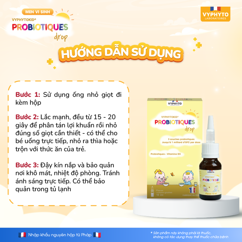 Thực phẩm bảo vệ sức khỏe VYPHYTOKID PROBIOTIQUES drop hỗ trợ bổ sung lợi khuẩn