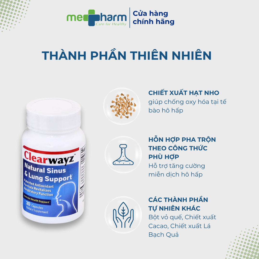 Viên uống hỗ trợ sức khỏe hô hấp Clearwayz (Hộp 30 viên) - 5
