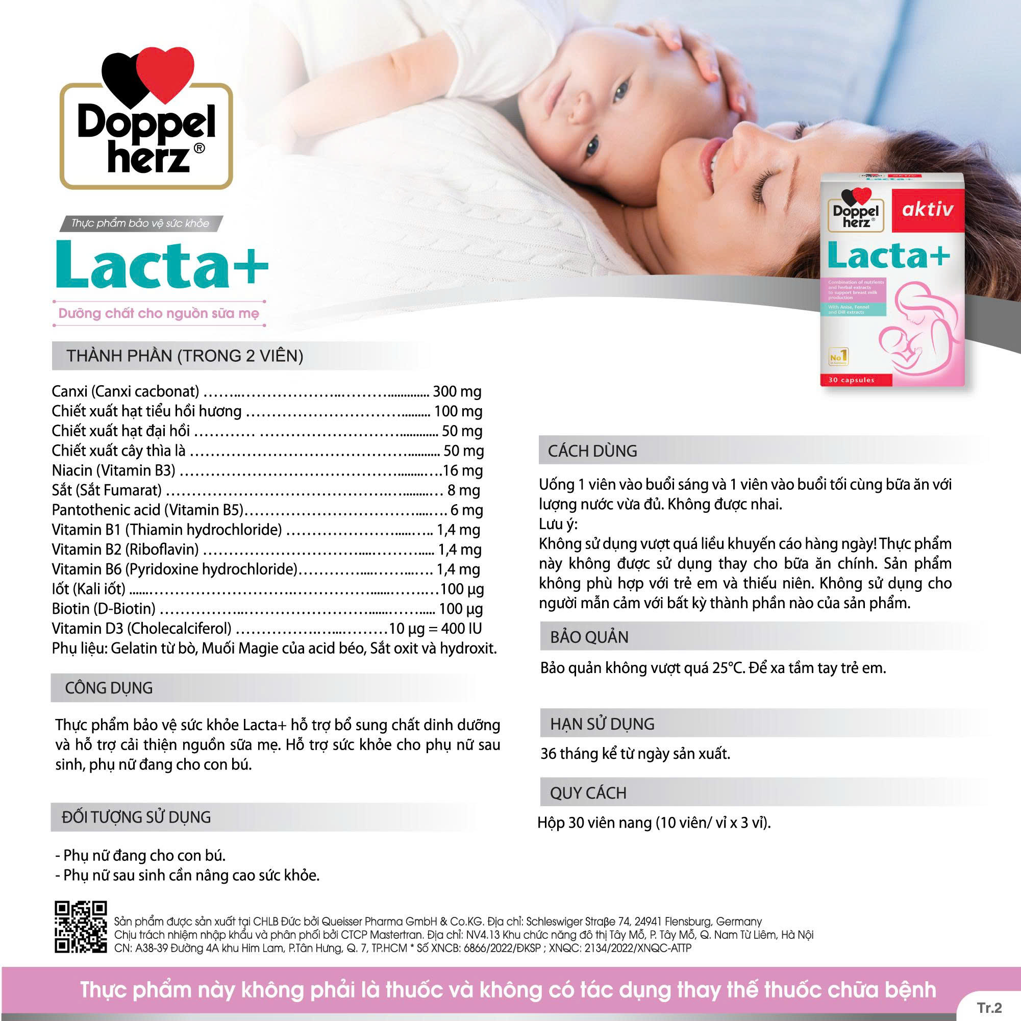 TPBVSK  Lacta+ hỗ trợ dinh dưỡng cho nguồn sữa mẹ sau sinh