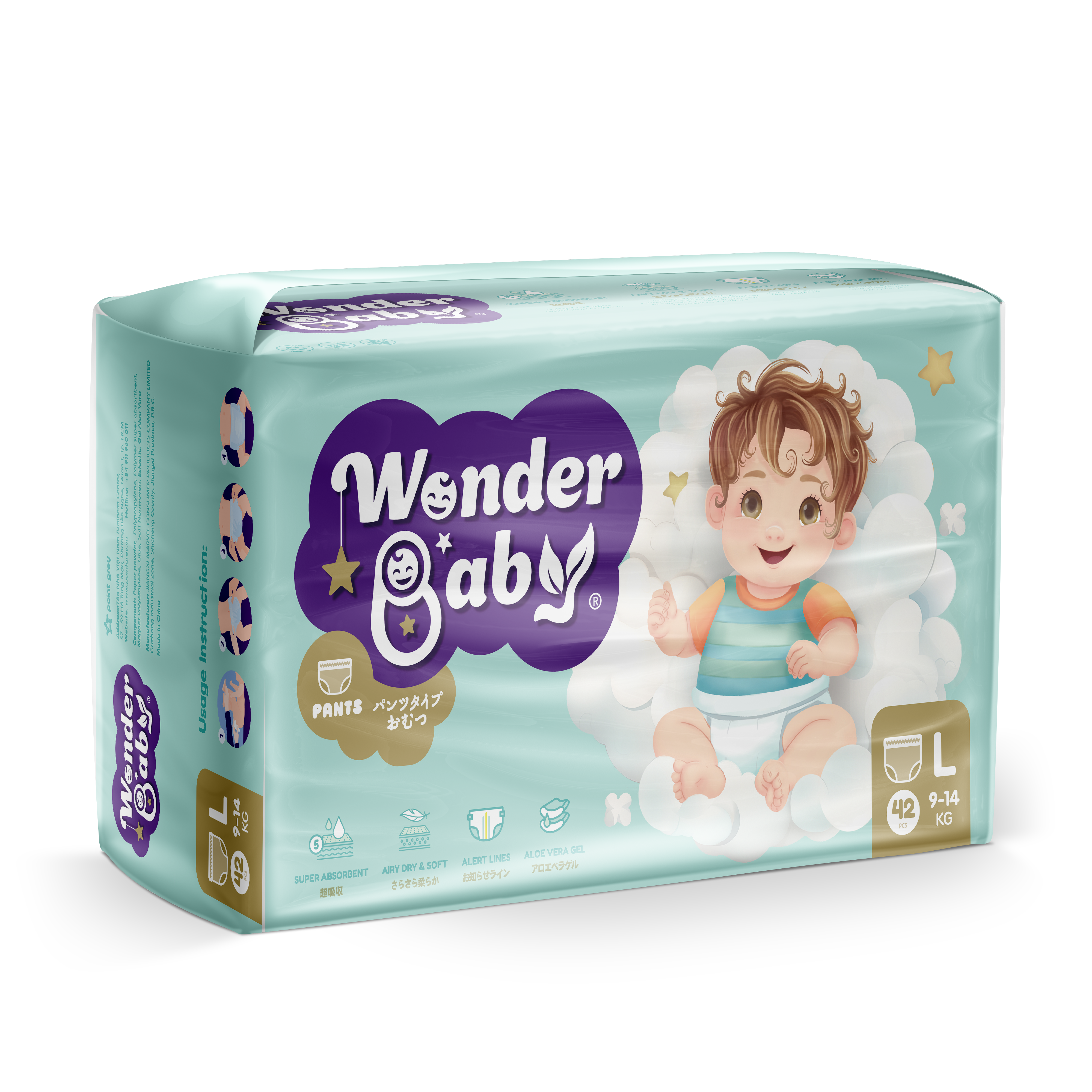 Tã quần Wonder Baby - Size L (42 miếng) - Phân phối chính hãng