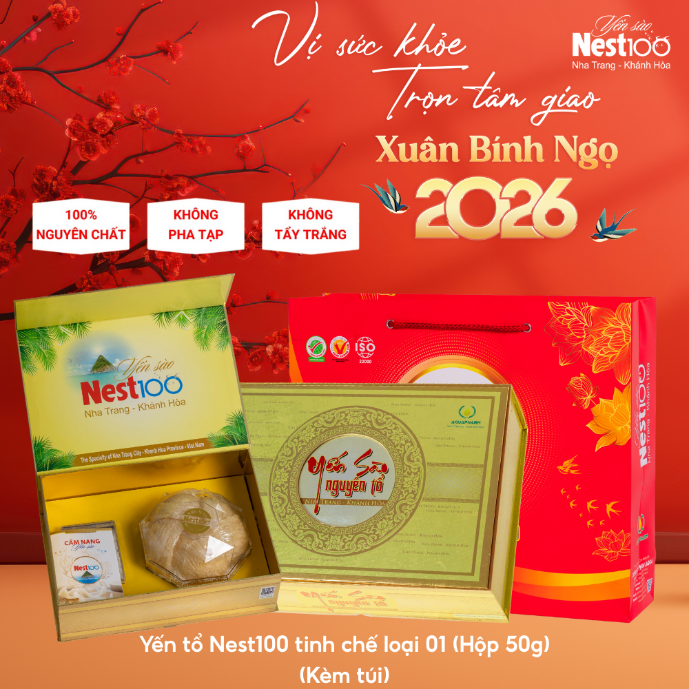 Yến tổ Nest100 – Tinh chế loại 1 (Hộp 50g + túi)