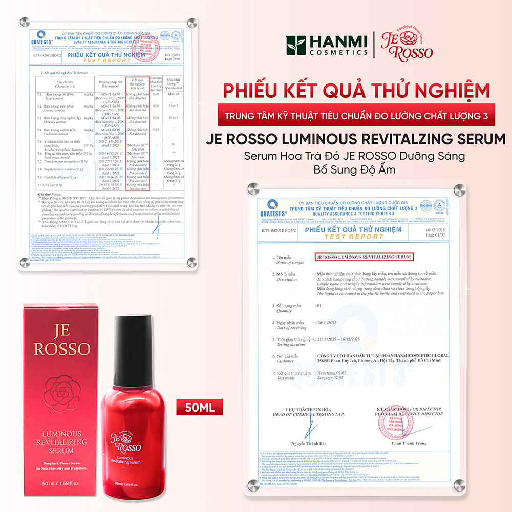 Serum JE ROSSO hỗ trợ dưỡng ẩm, giúp sáng và đều màu da 50ml - JE ROSSO Luminous Revitalizing Serum - 4