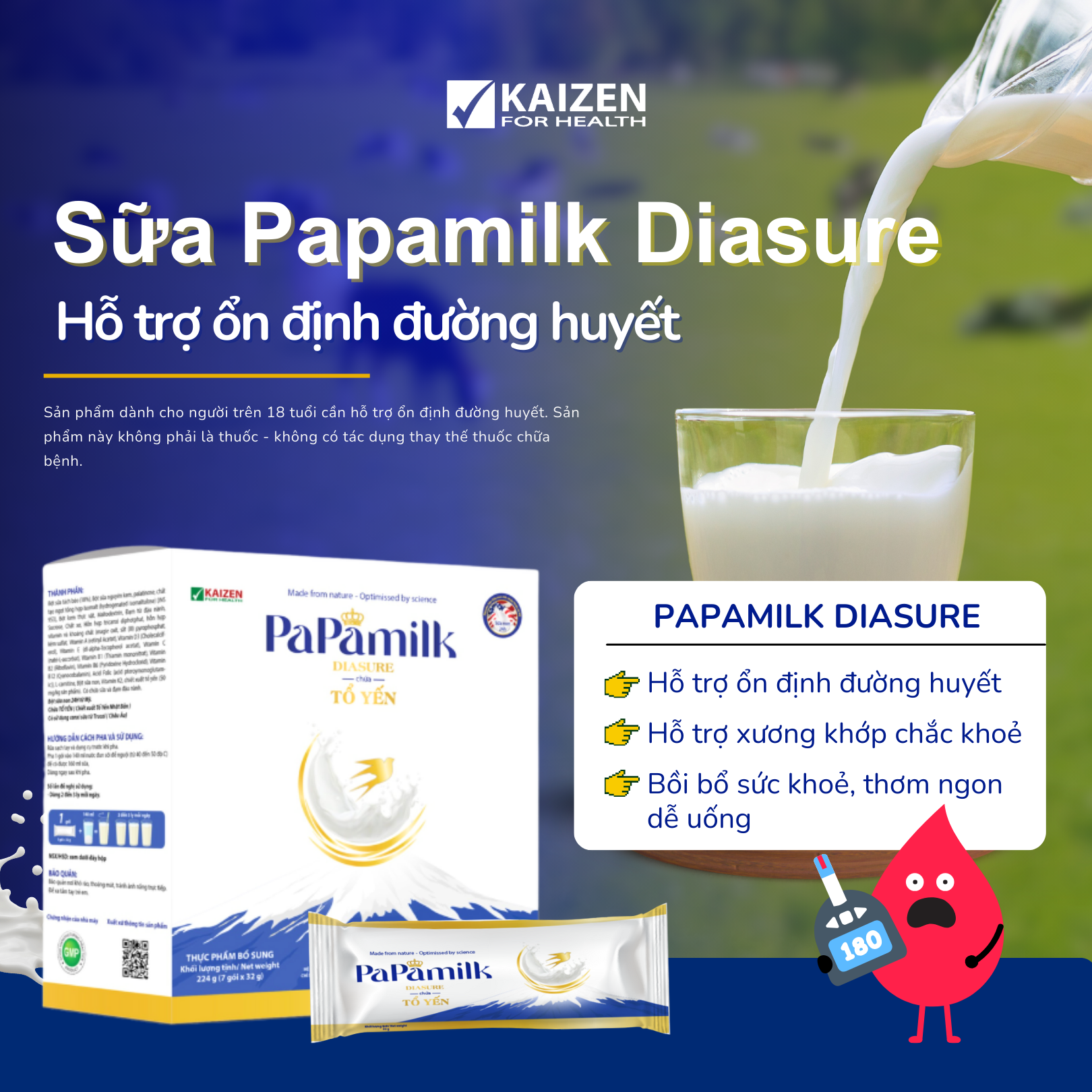 Sữa non tổ yến Papamilk Diasure - Dành cho mẹ bầu & người tiểu đường (7góix32g) - 6